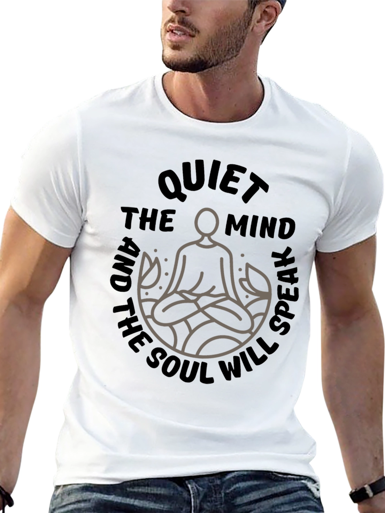 Black Quiet Mind Soul Speak Graphic Tee - Zen Meditation Shirt view 13