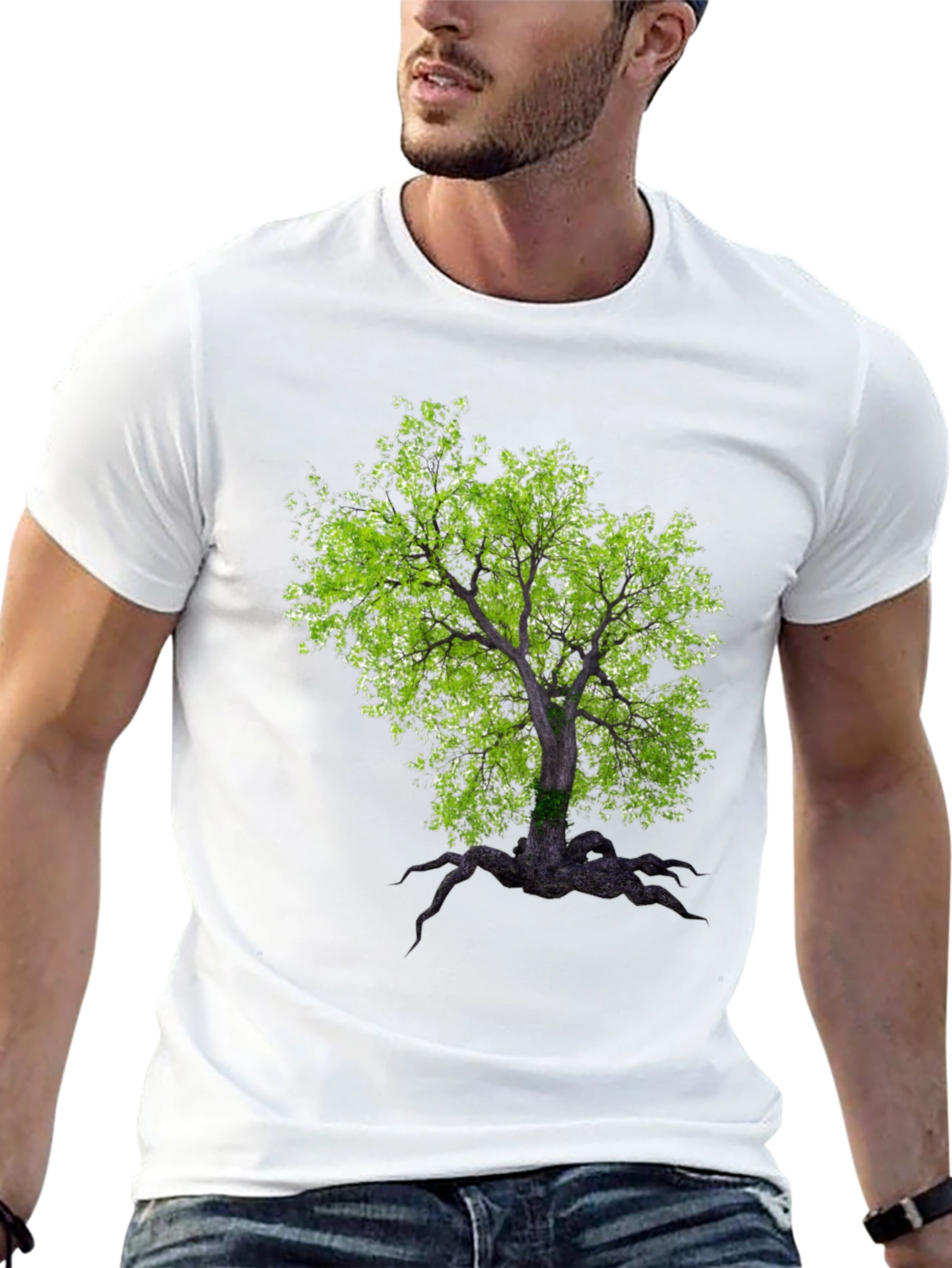 Black Arboreal Print Black T-Shirt view 13