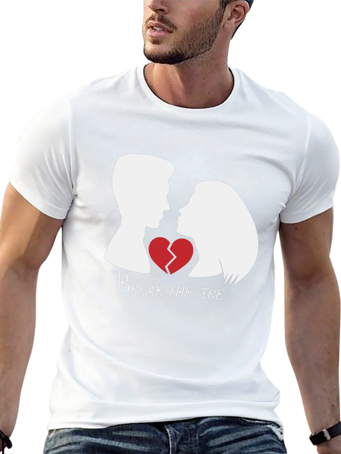 Black Break the Ice Graphic Tee - Couple's Heart Shirt view 13
