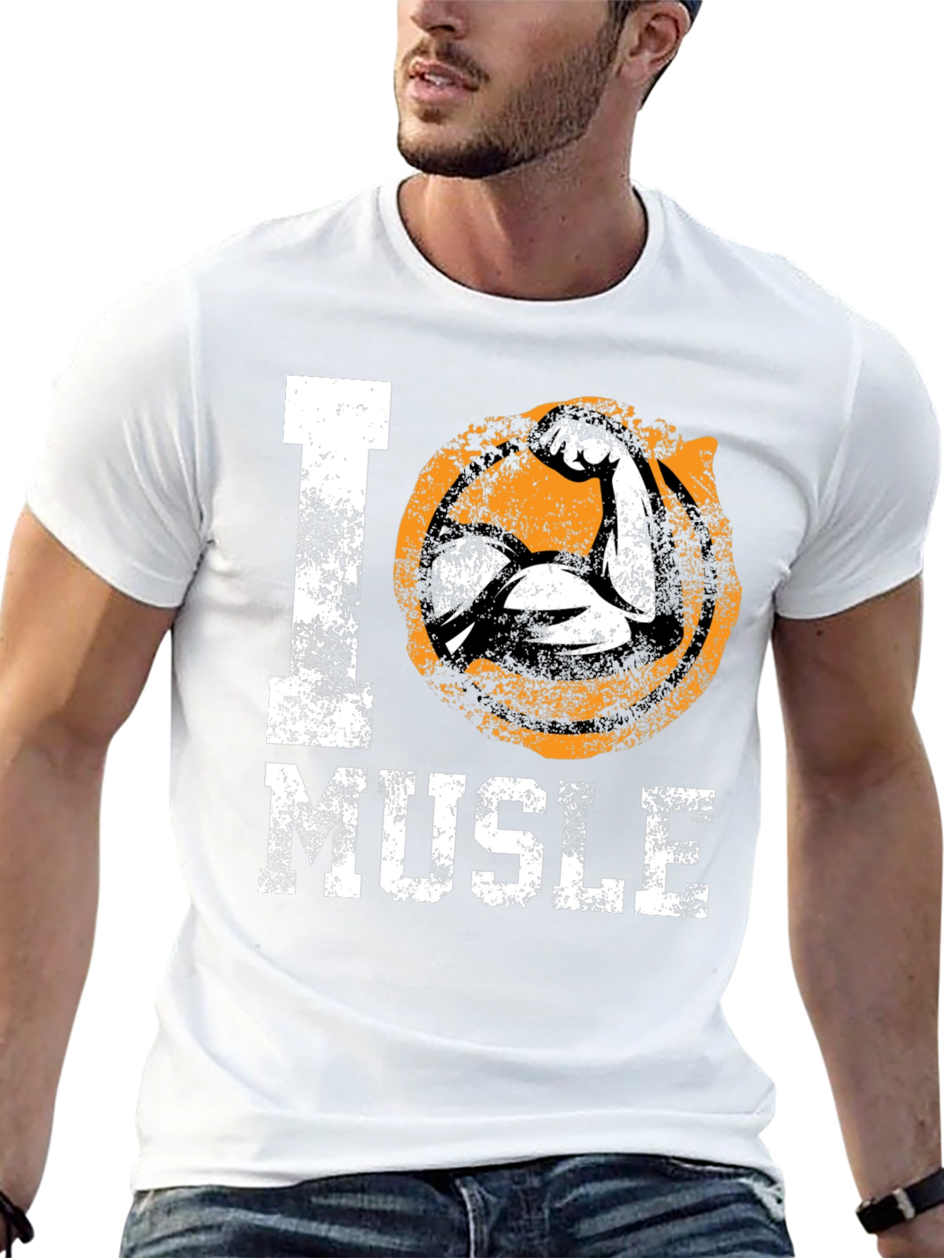 Black I Love Muscle T-Shirt view 13