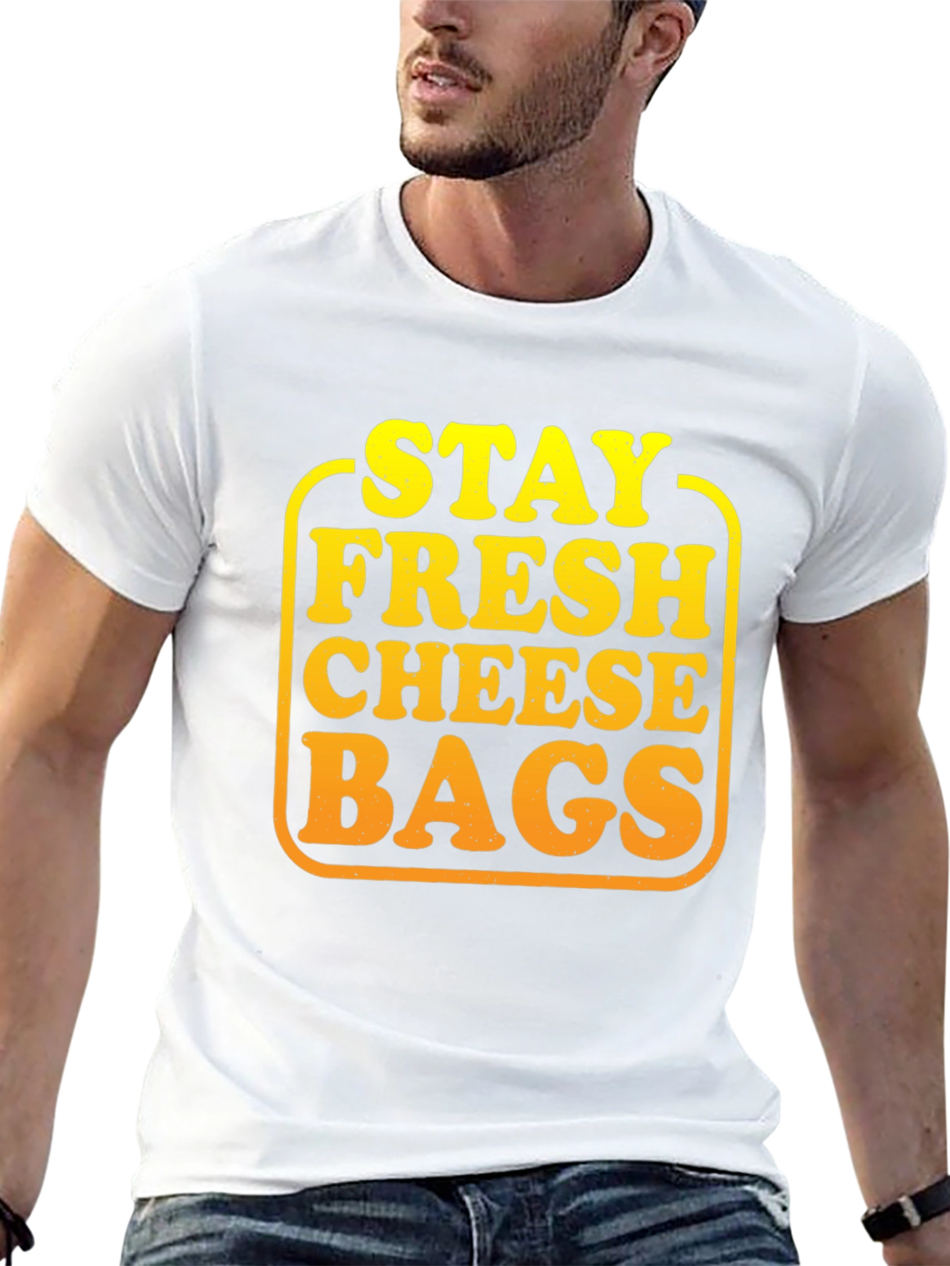 Black Stay Fresh Cheese Bags Graphic T-Shirt view 13