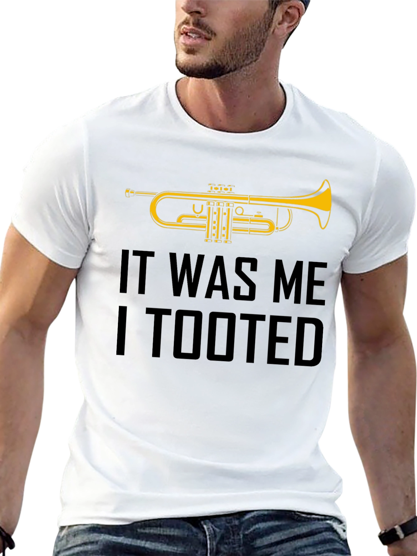Black It Was Me I Tooted Trumpet Graphic T-Shirt view 13