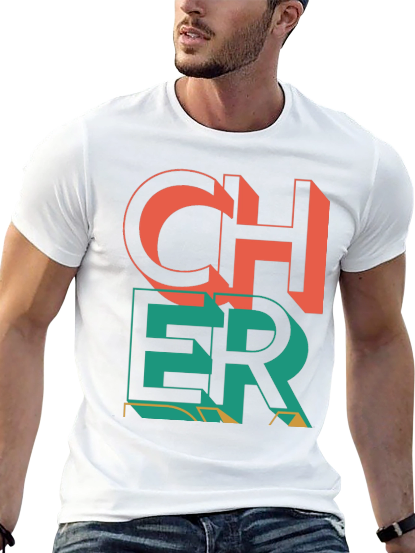 Black Cheer Graphic Print Crew Neck T-Shirt view 13