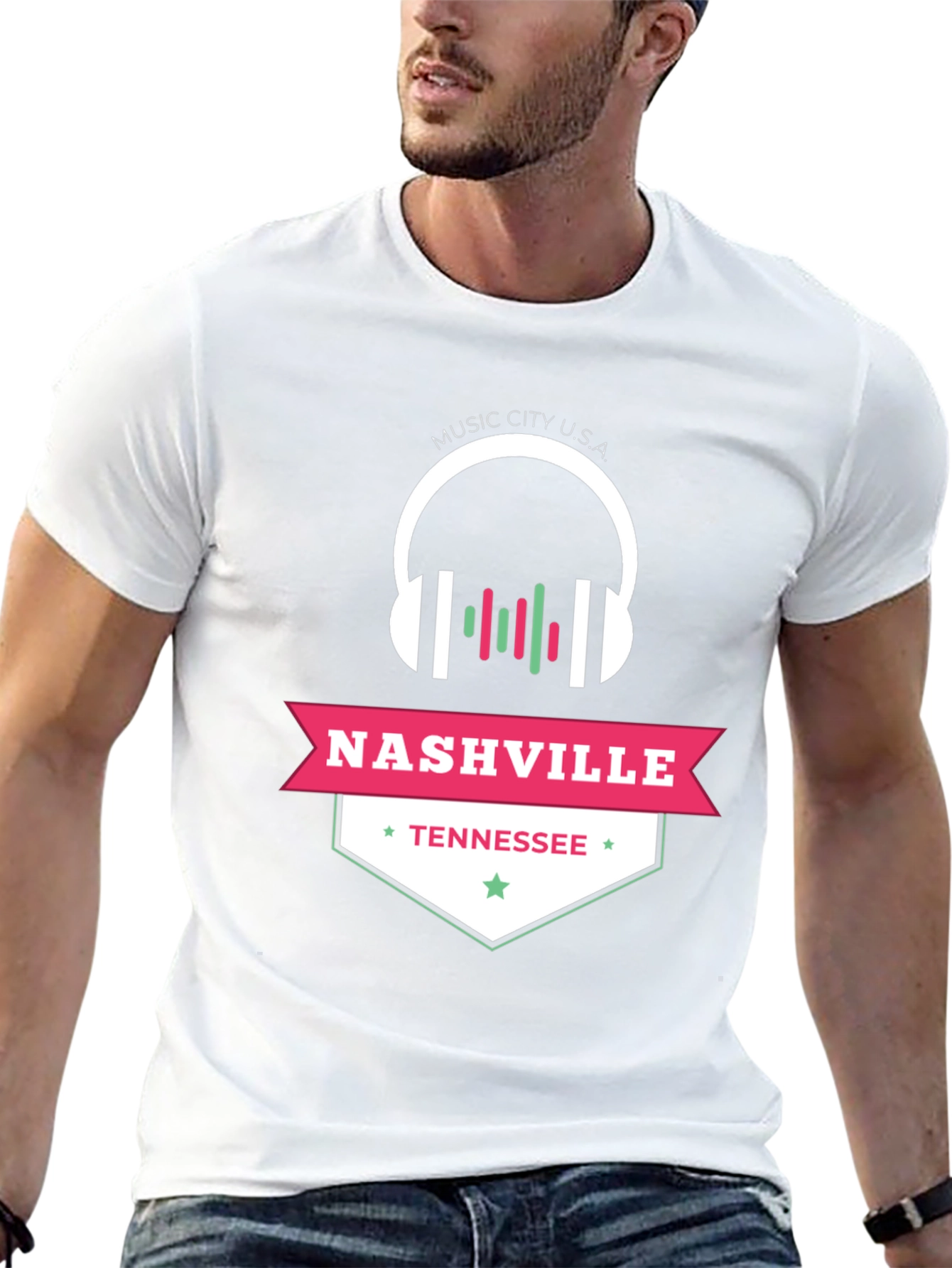 Black Nashville Tennessee Music City USA Graphic Tee view 13