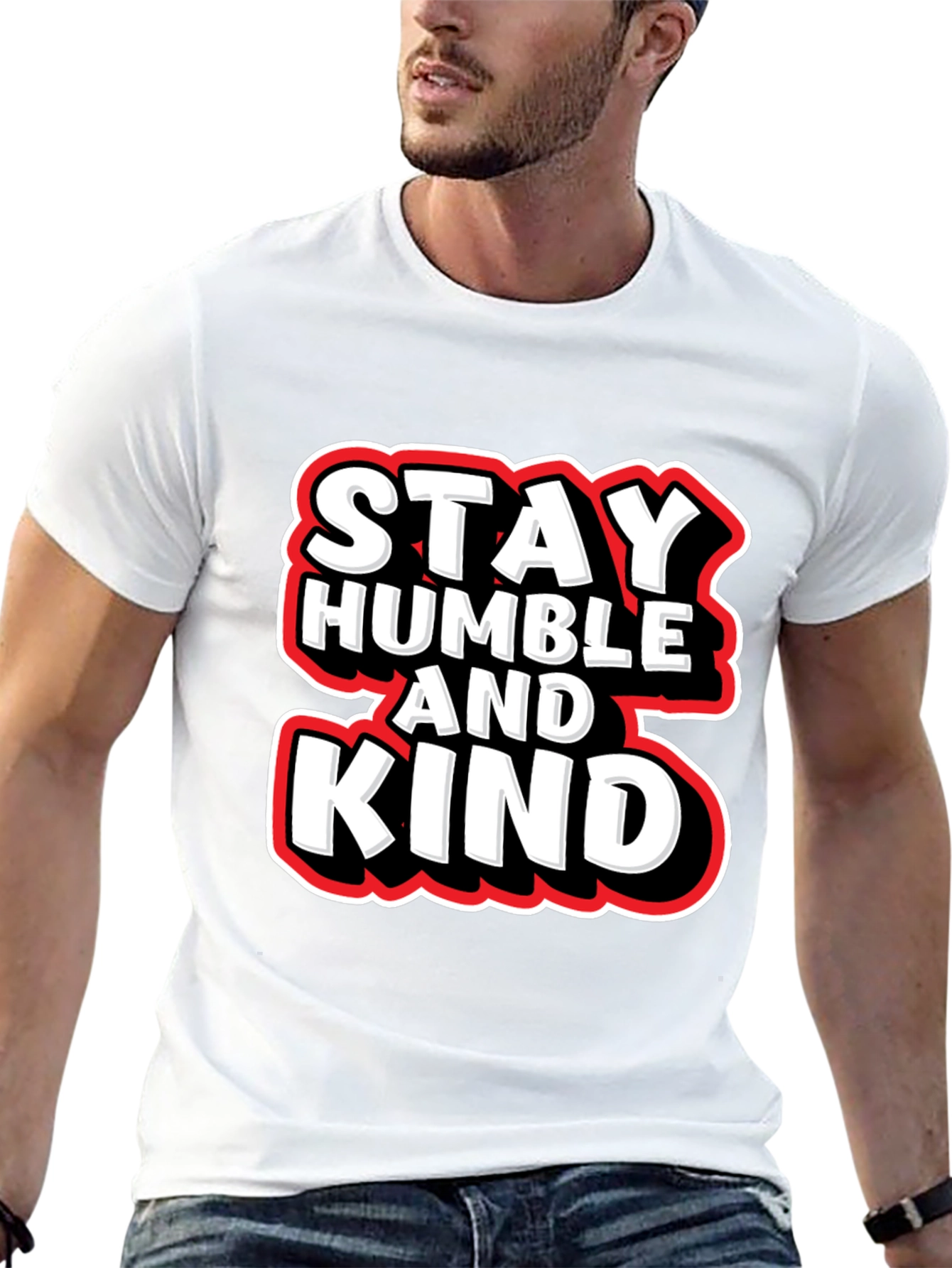 Black Stay Humble & Kind Graphic Tee - Casual Black T-Shirt view 13