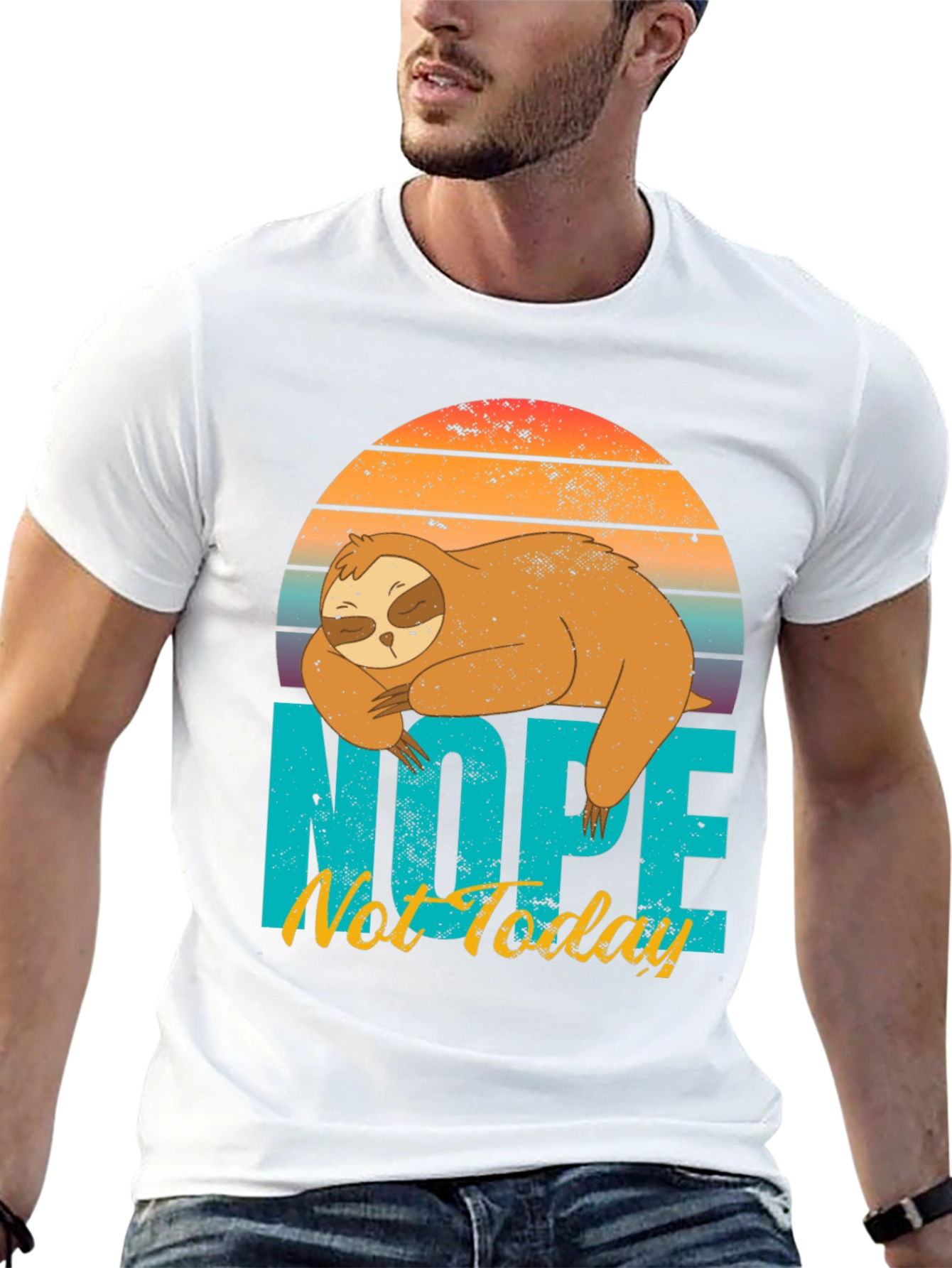 Black Nope Not Today Sloth Graphic T-Shirt view 13