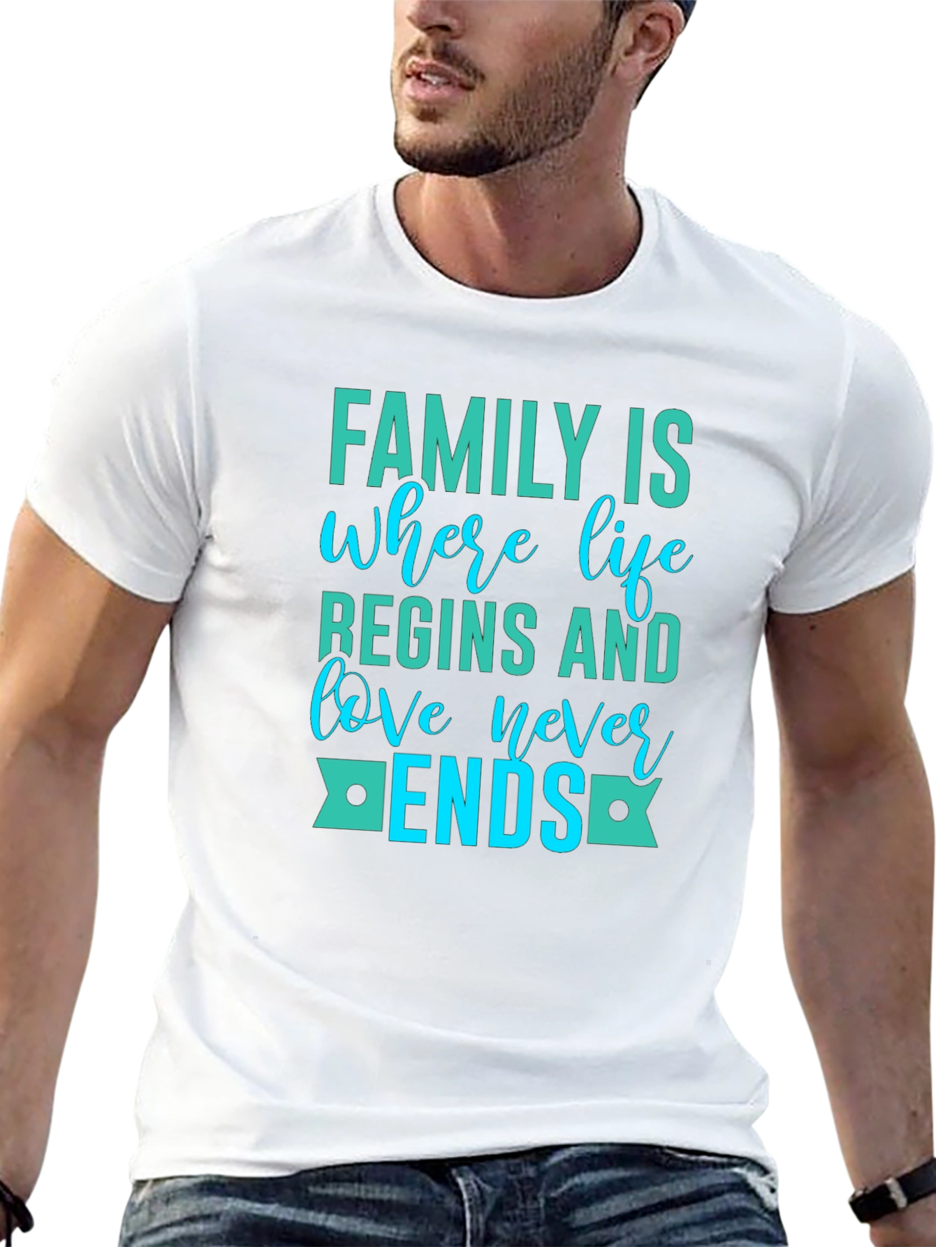 Black Family Love Never Ends Graphic Tee - Black Casual T-Shirt view 13