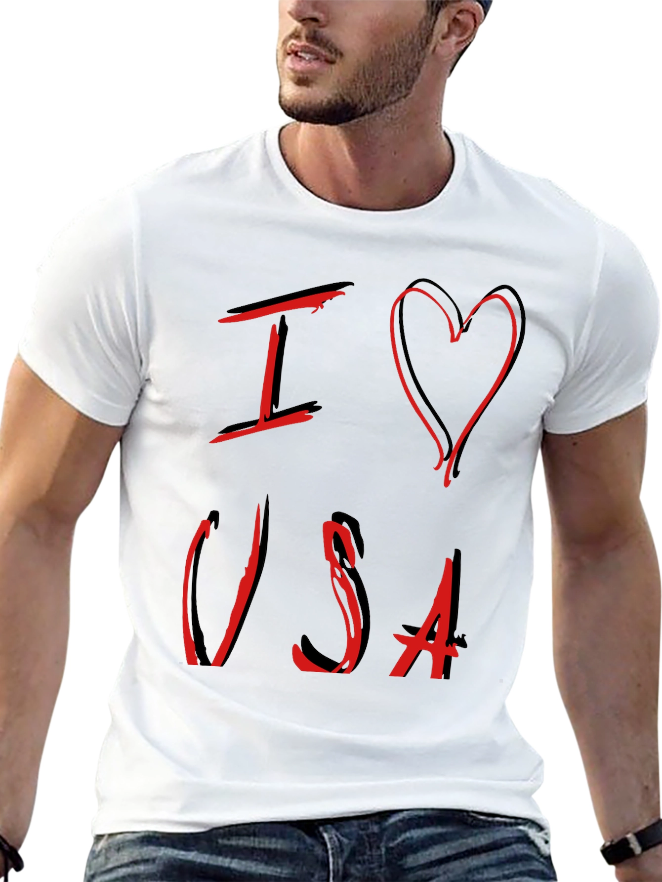 Black I Love USA Graphic Tee - Patriotic Design view 13