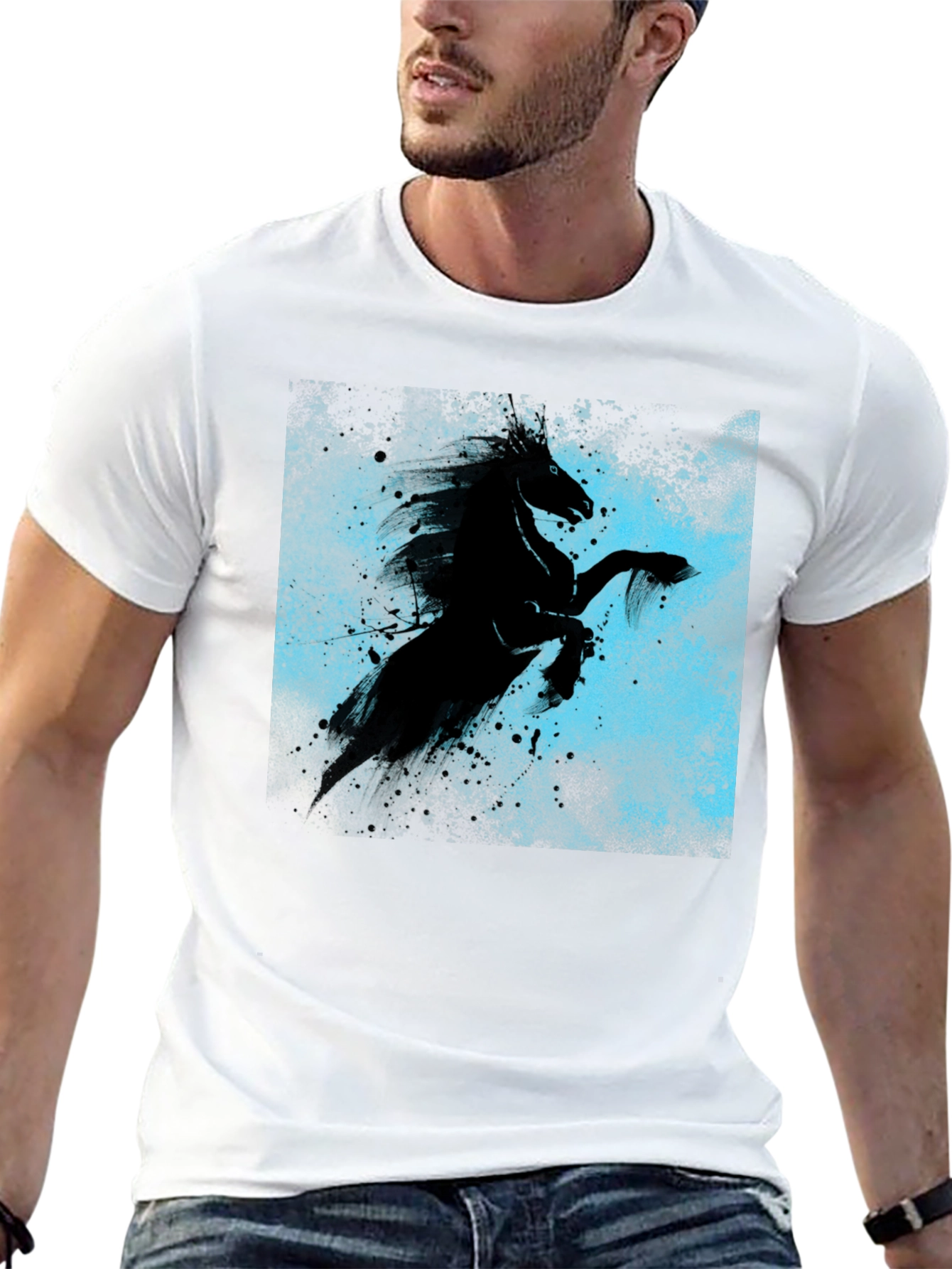 Black Black Horse Graphic Tee - Unique Style view 13