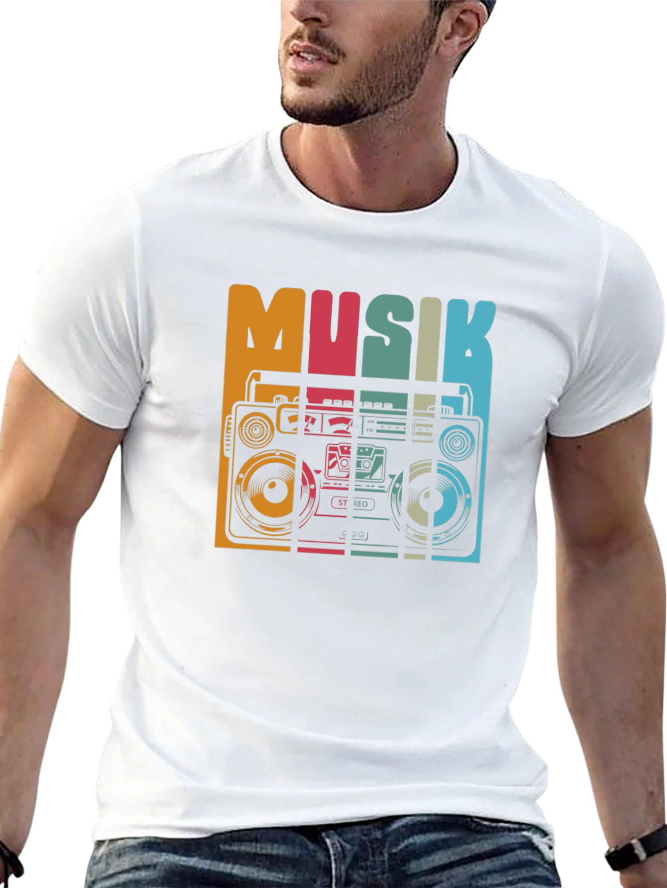 Black Retro Musik Boombox Graphic Tee view 13