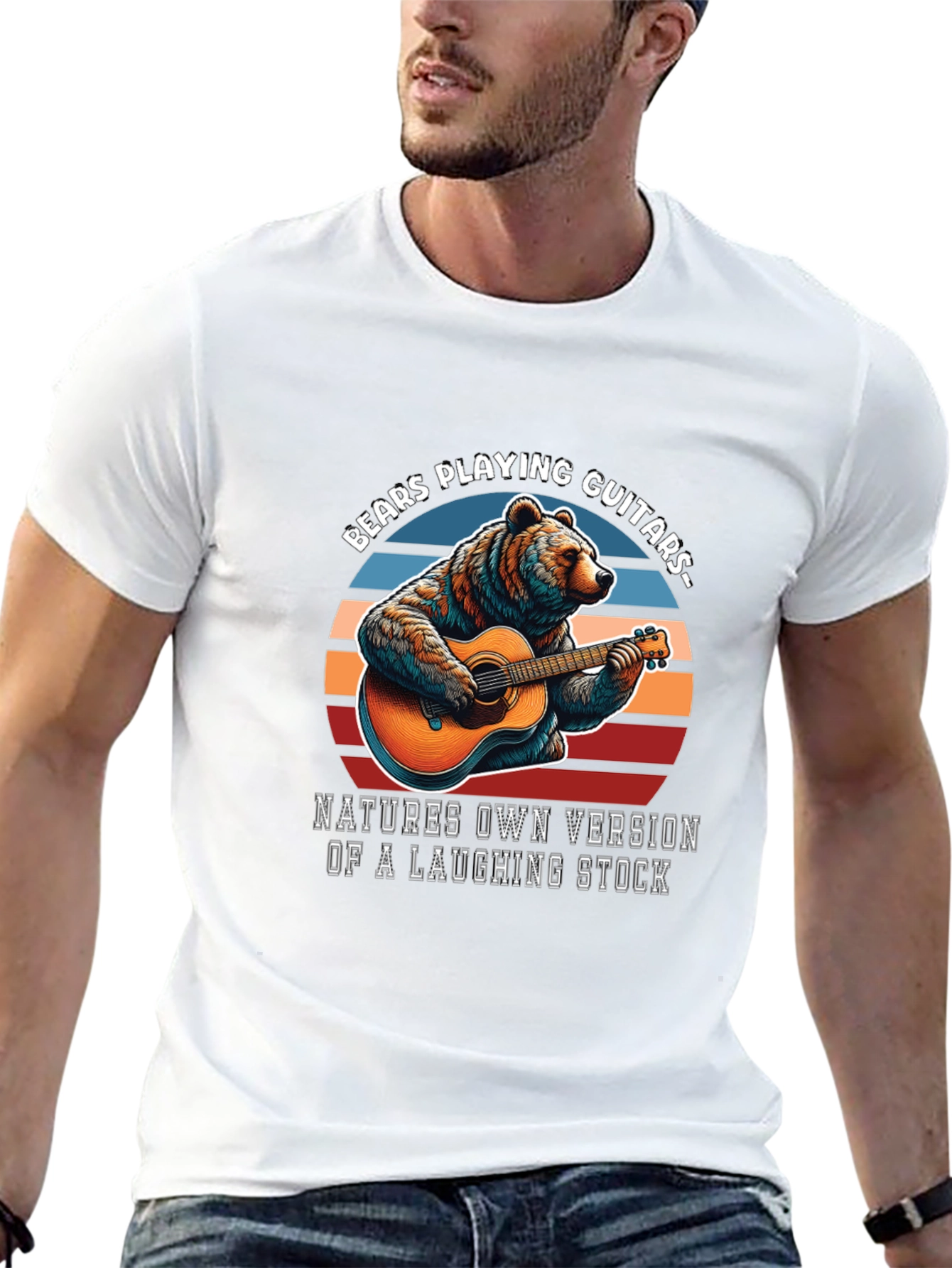 Black Bears Playing Guitars Graphic T-Shirt view 13