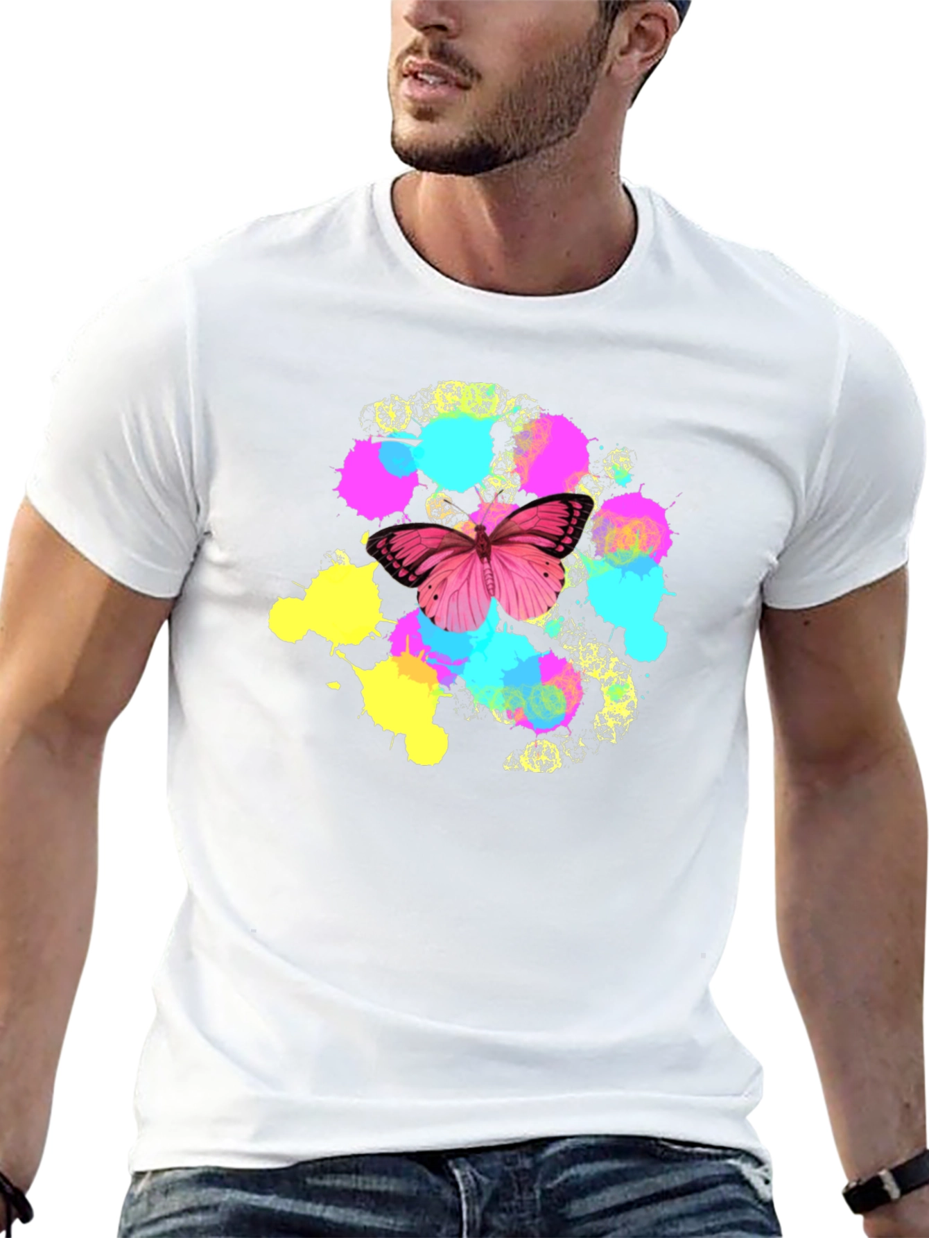 Black Butterfly Splatter T-Shirt - Vibrant Graphic Tee view 13