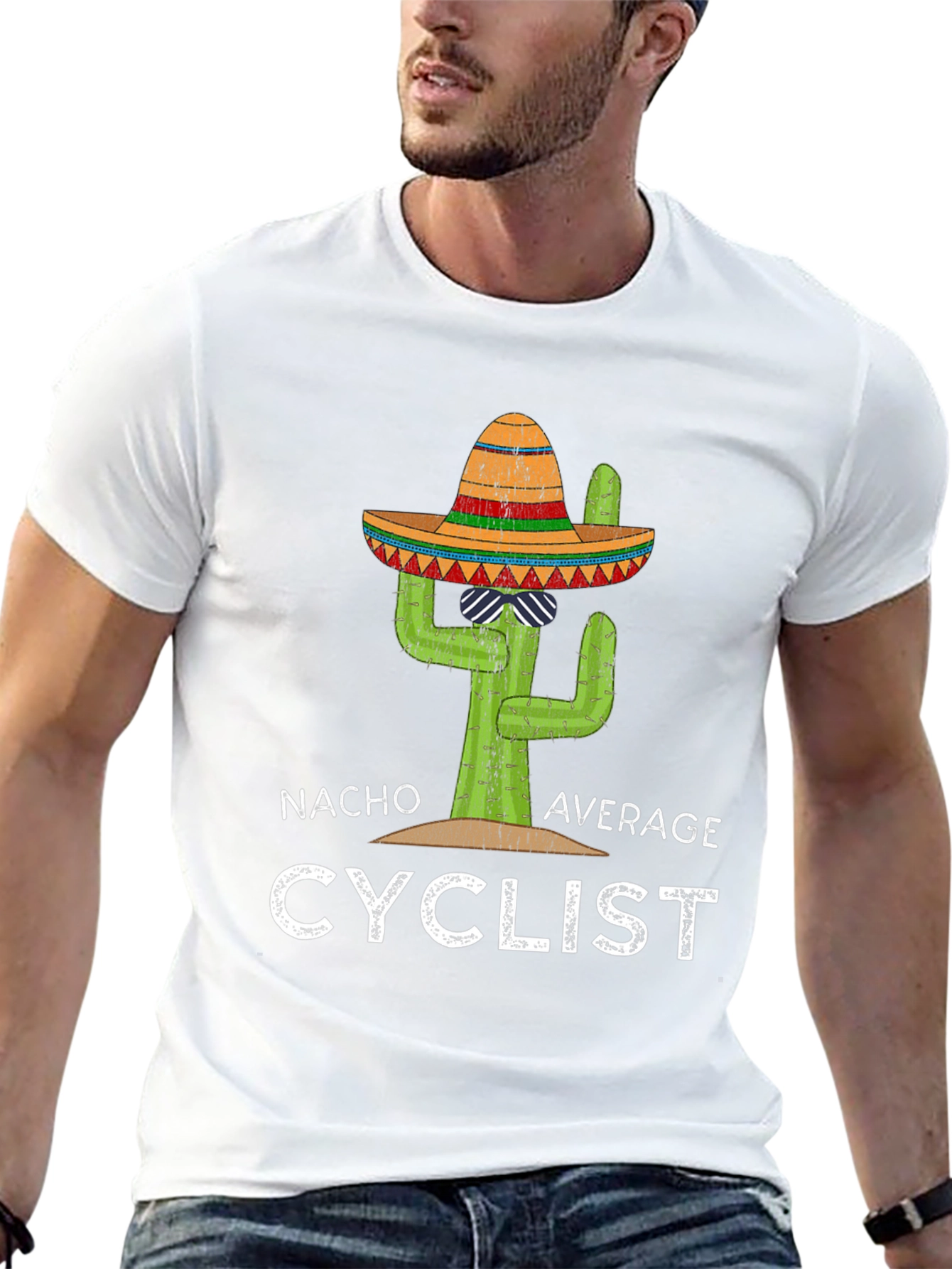 Black Nacho Average Cyclist T-Shirt Funny Cactus Sombrero Tee view 13