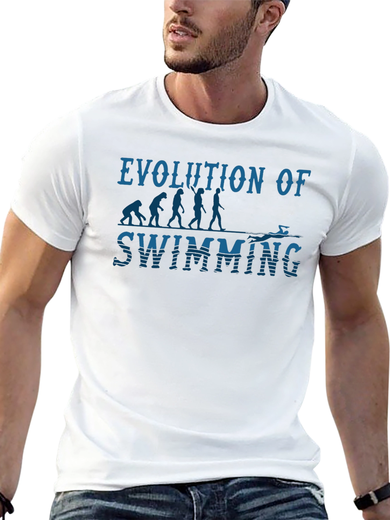 Black Evolution of Swimming Graphic T-Shirt view 13