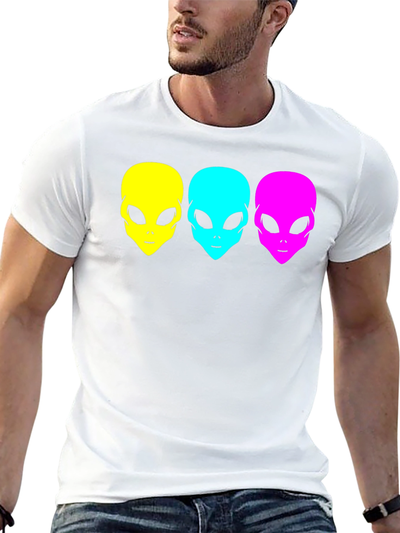 Black Alien Head Graphic Tee - Black Unisex T-Shirt view 13
