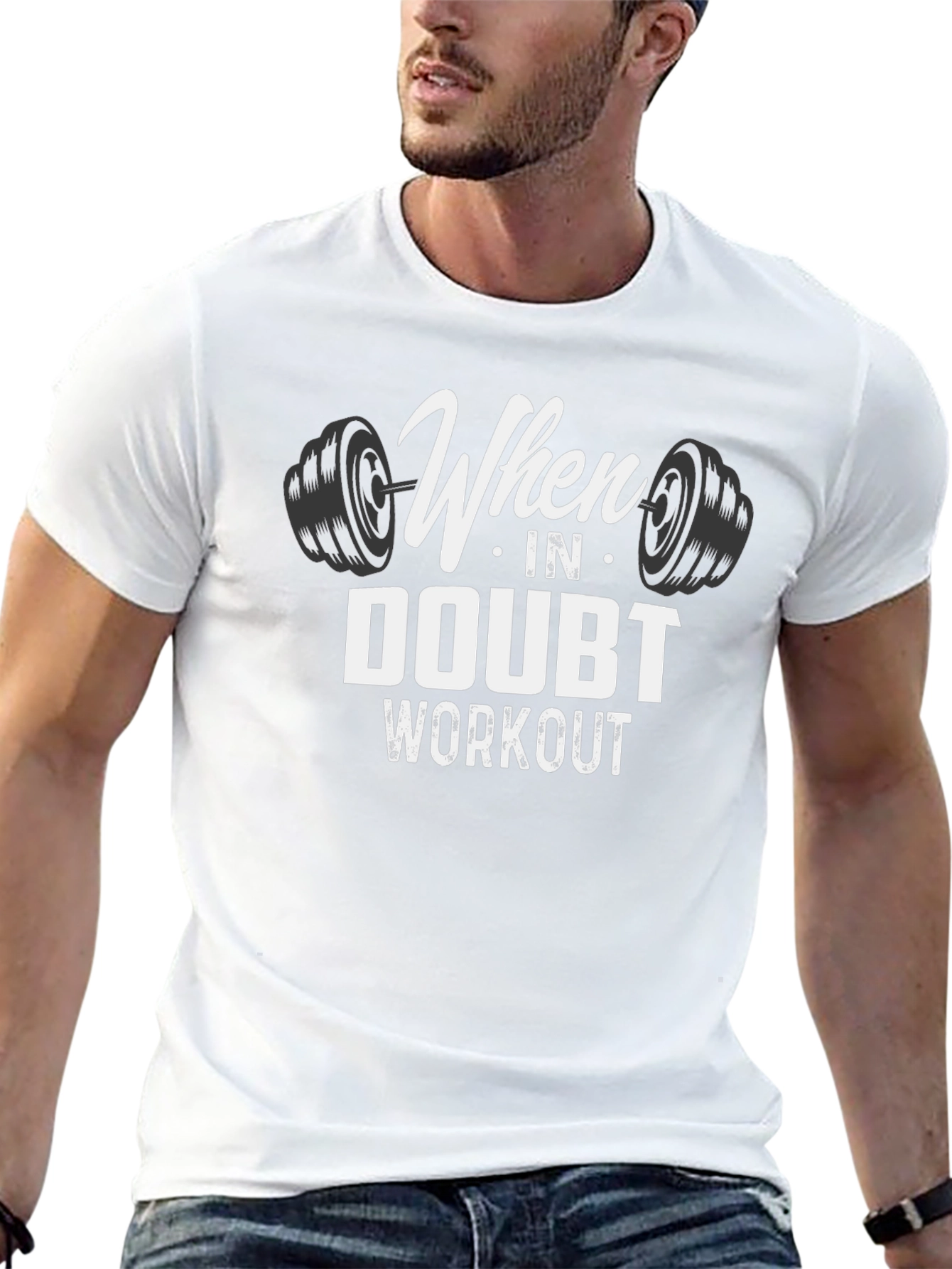Black When In Doubt Workout T-Shirt - Gym Motivation view 13