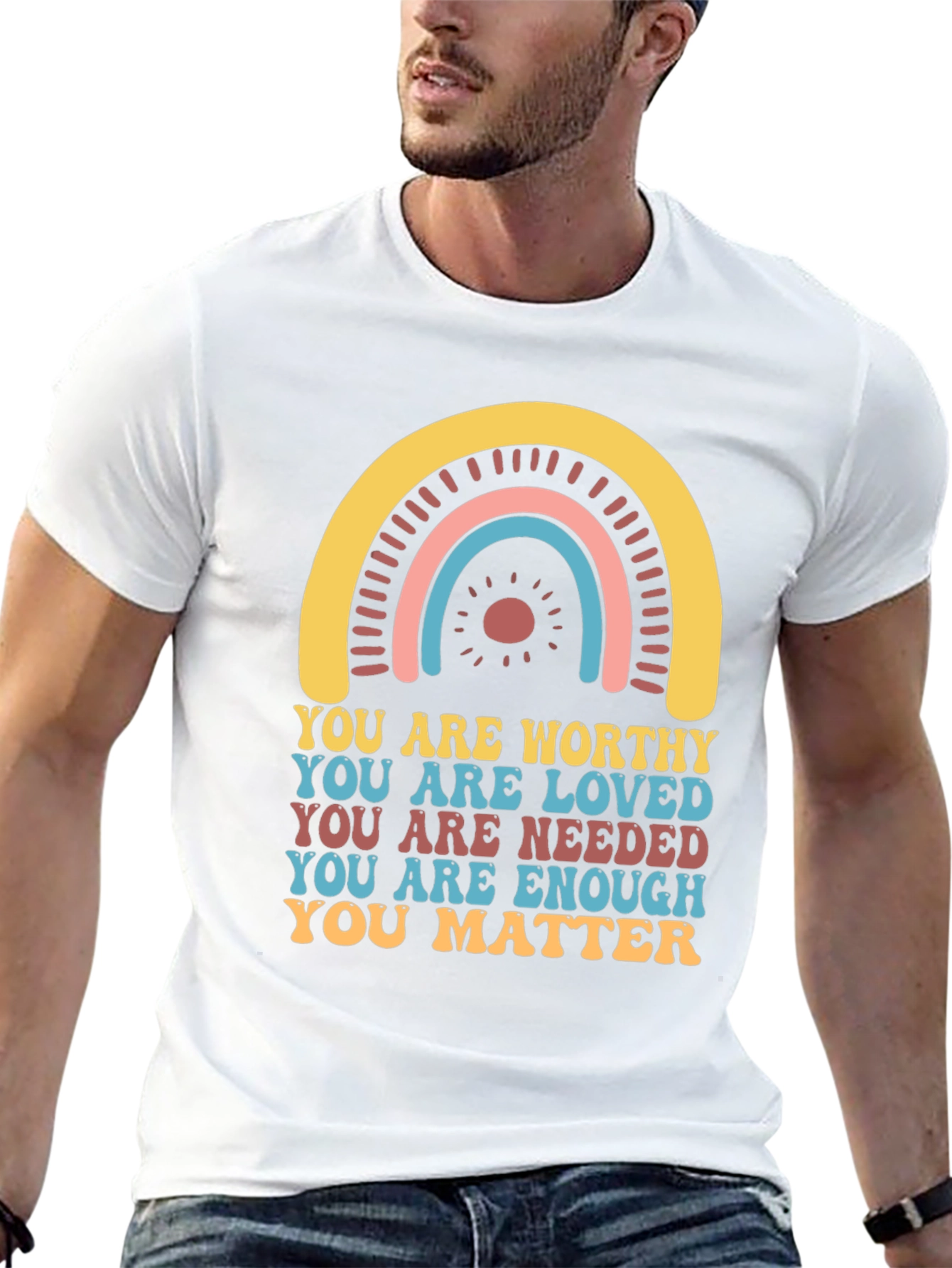 Black Affirmation T-Shirt - You Are Worthy, Loved, Needed view 13