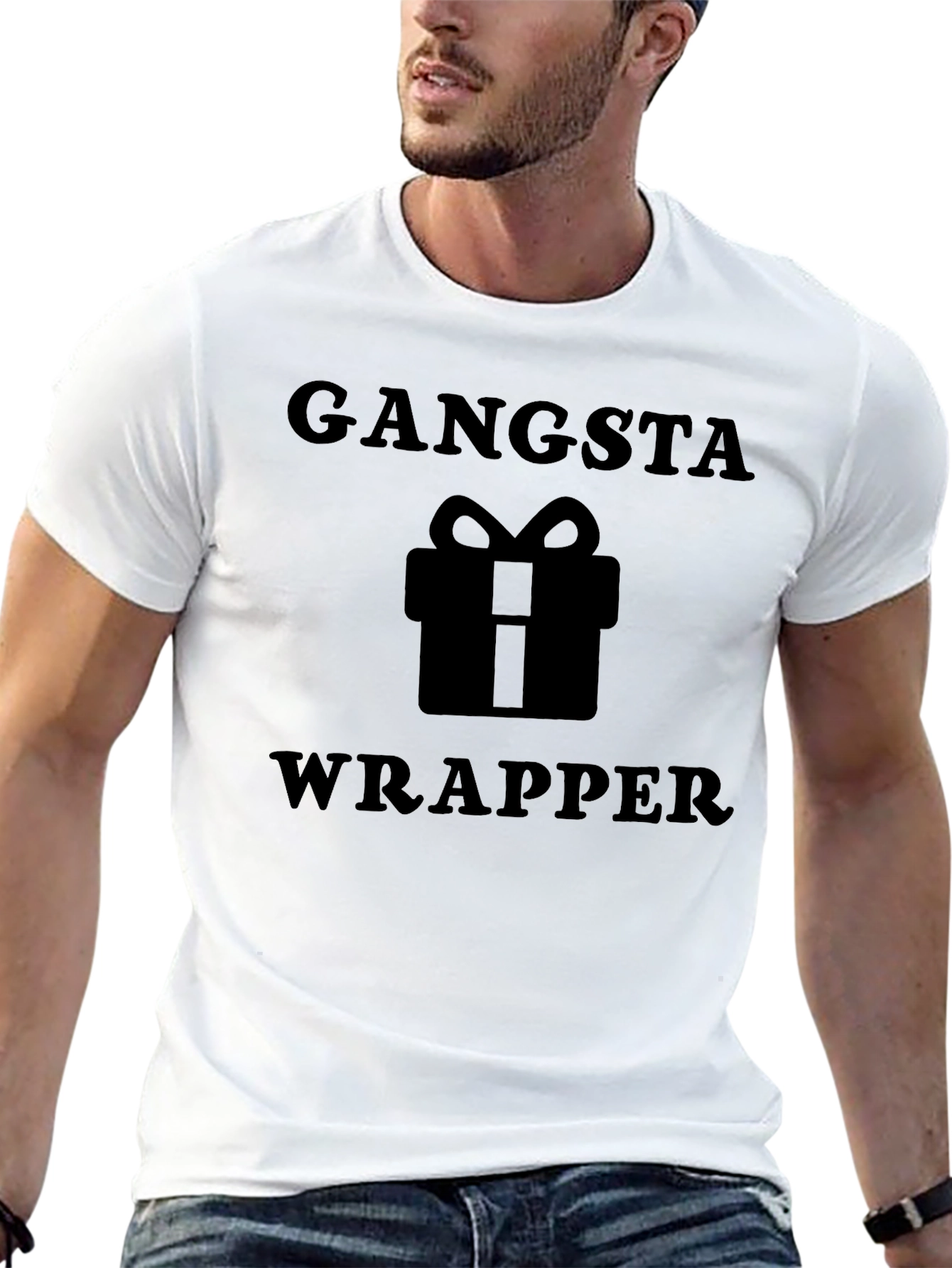 Black Gangsta Wrapper Gift Graphic T-Shirt view 13