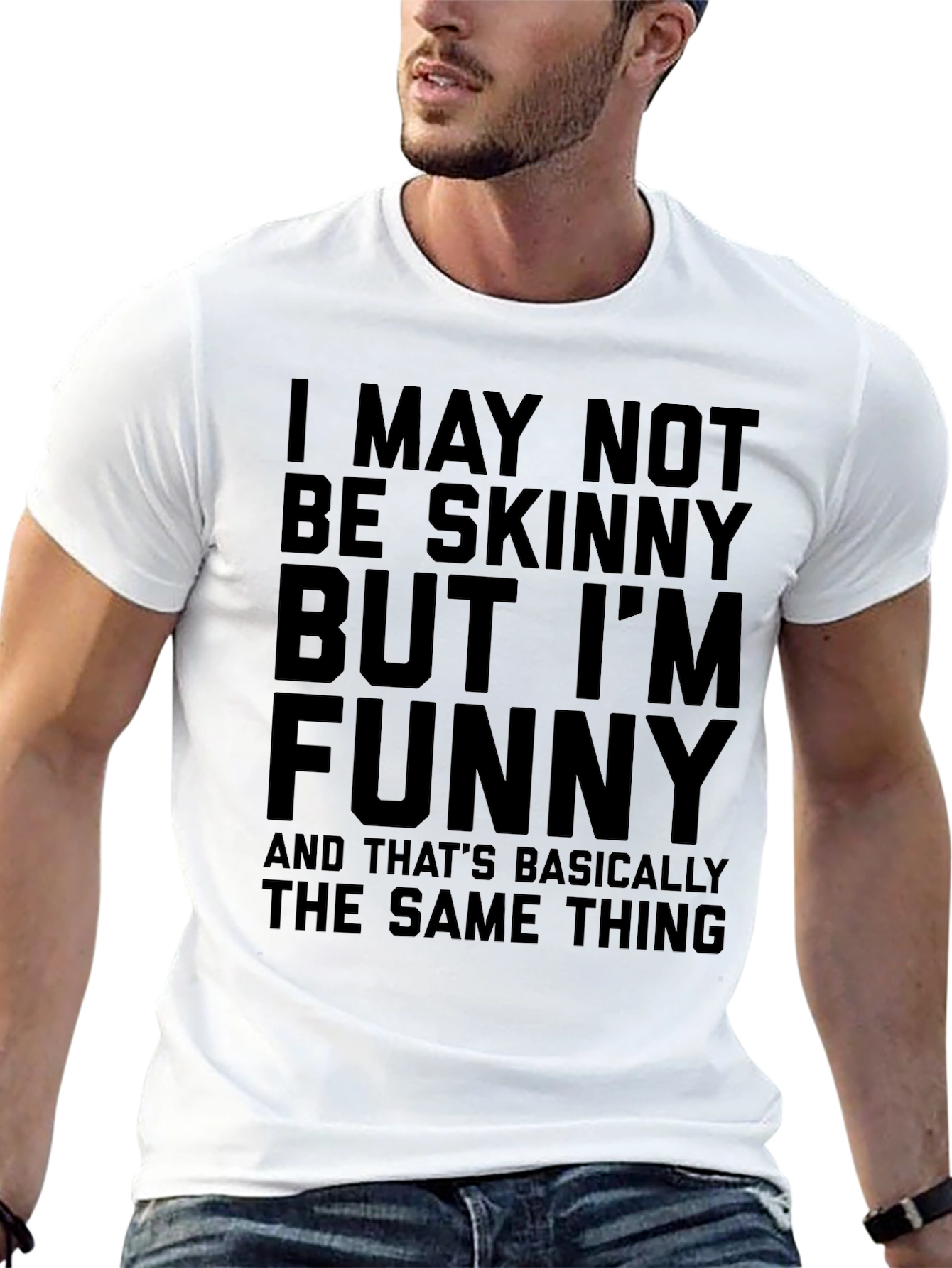 Black Funny Graphic Tee - Not Skinny But Funny view 13