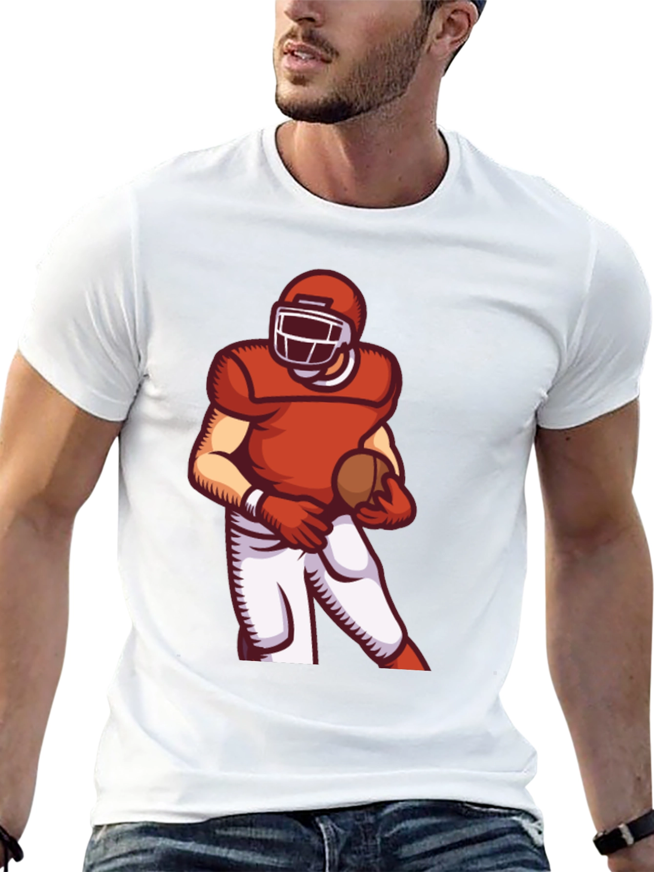 Black Football Player Graphic Tee - Sporty Black T-Shirt view 13