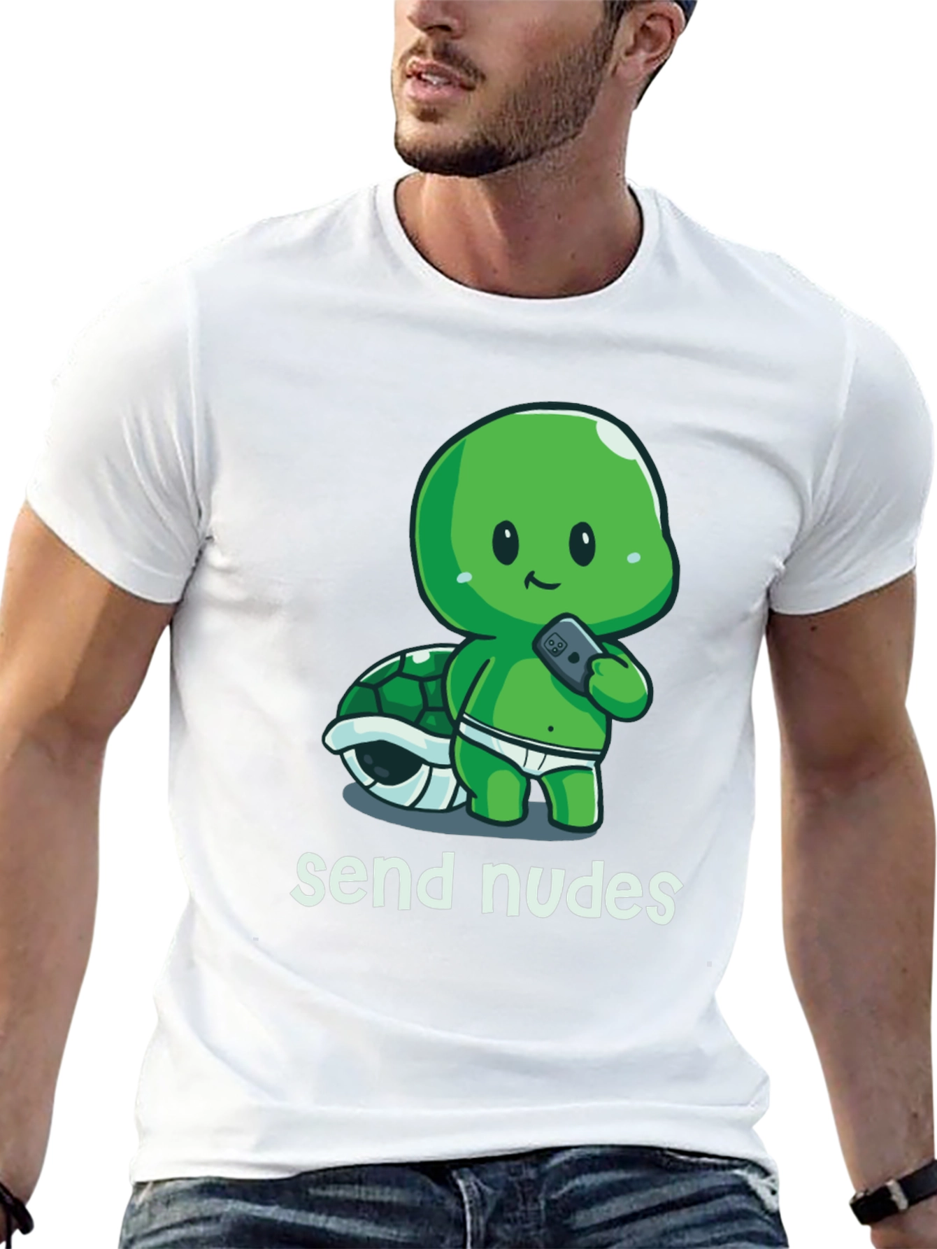 Black Send Nudes Turtle T-Shirt - Funny Graphic Tee view 13