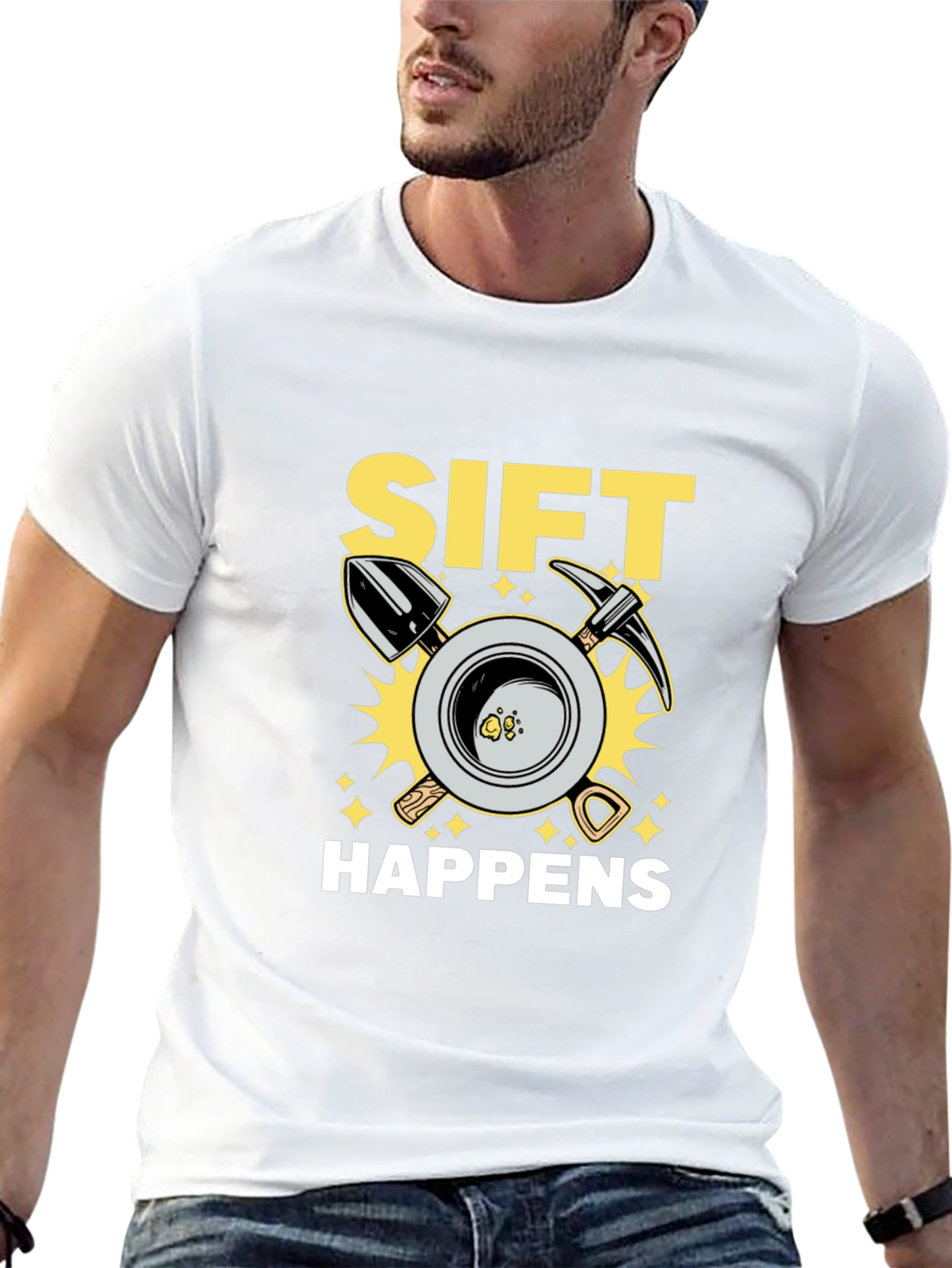 Black Sift Happens Graphic T-Shirt - Gold Mining Humor view 13