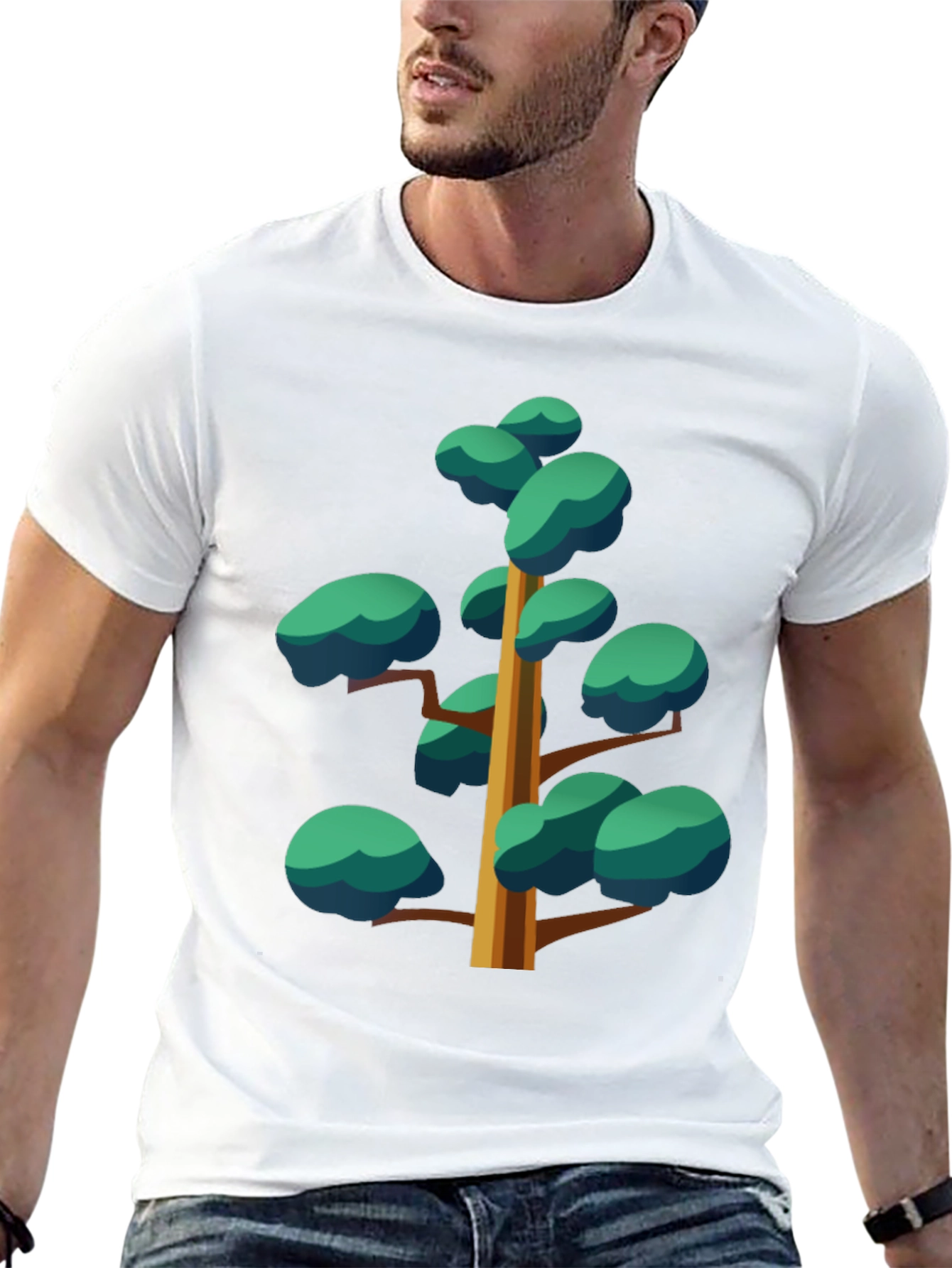 Black Cartoon Tree Graphic Black Tee view 13