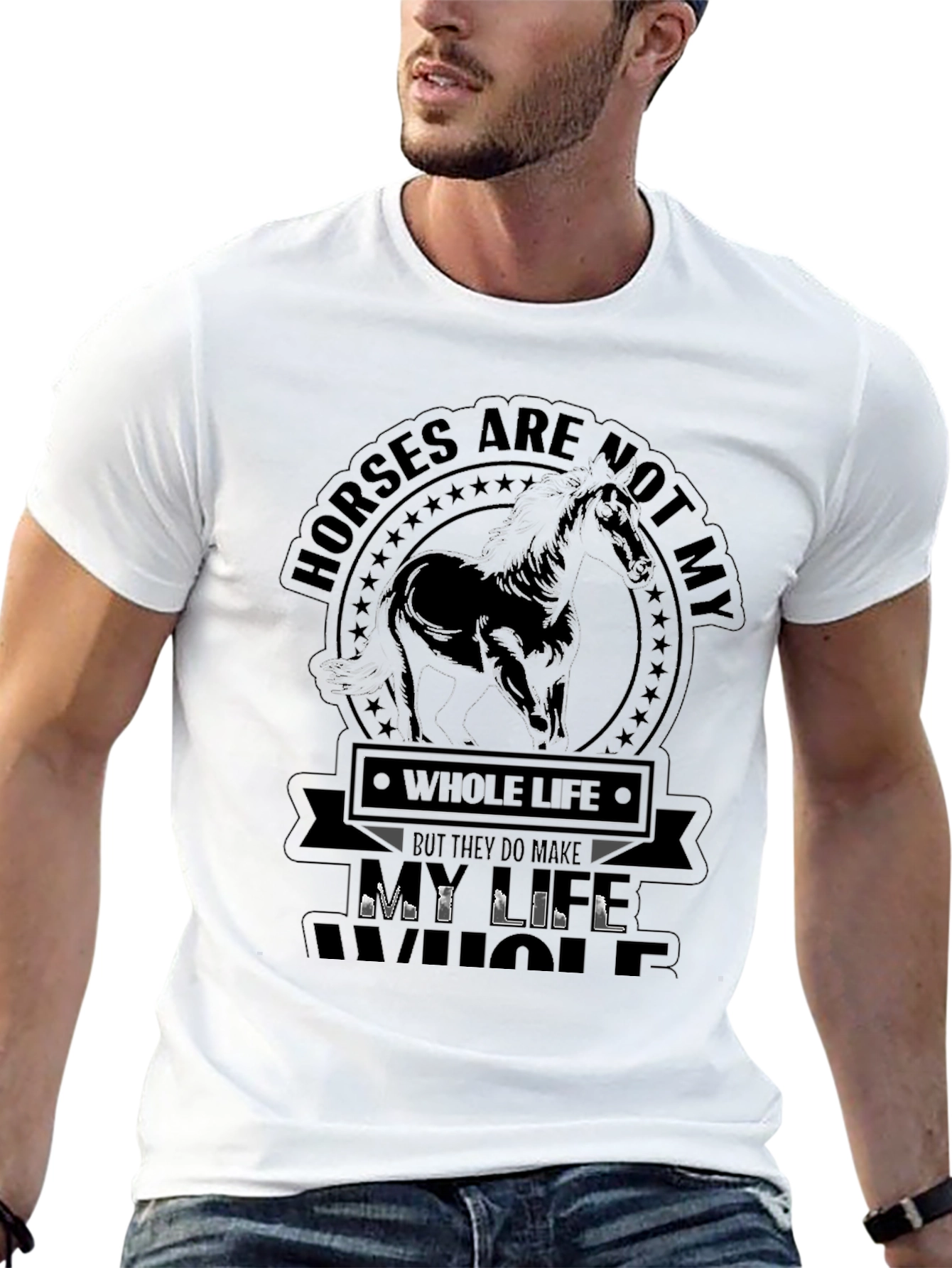 Black Horses My Life Men's Graphic T-Shirt view 13