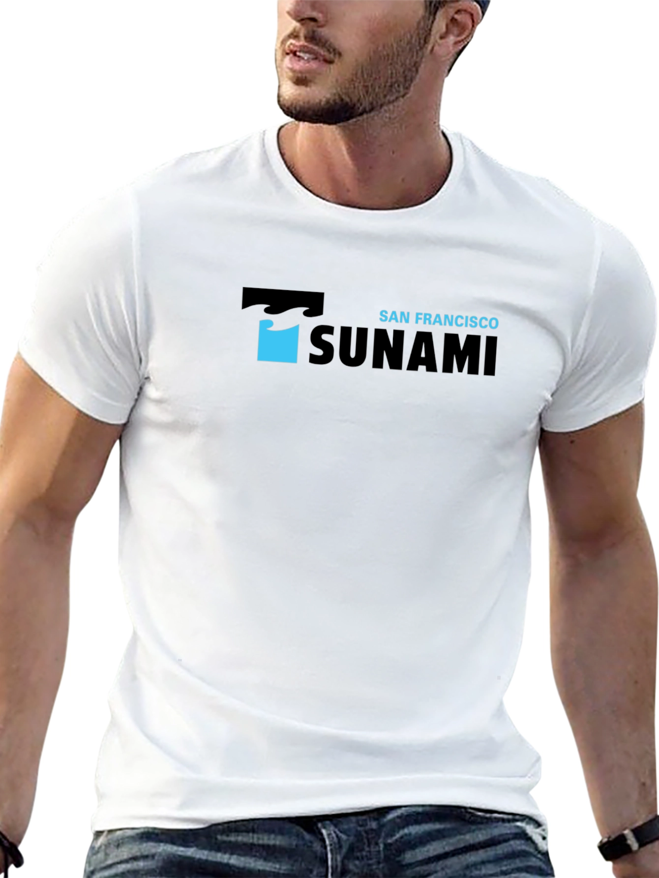 Black San Francisco Tsunami Graphic Print Black T-Shirt view 13