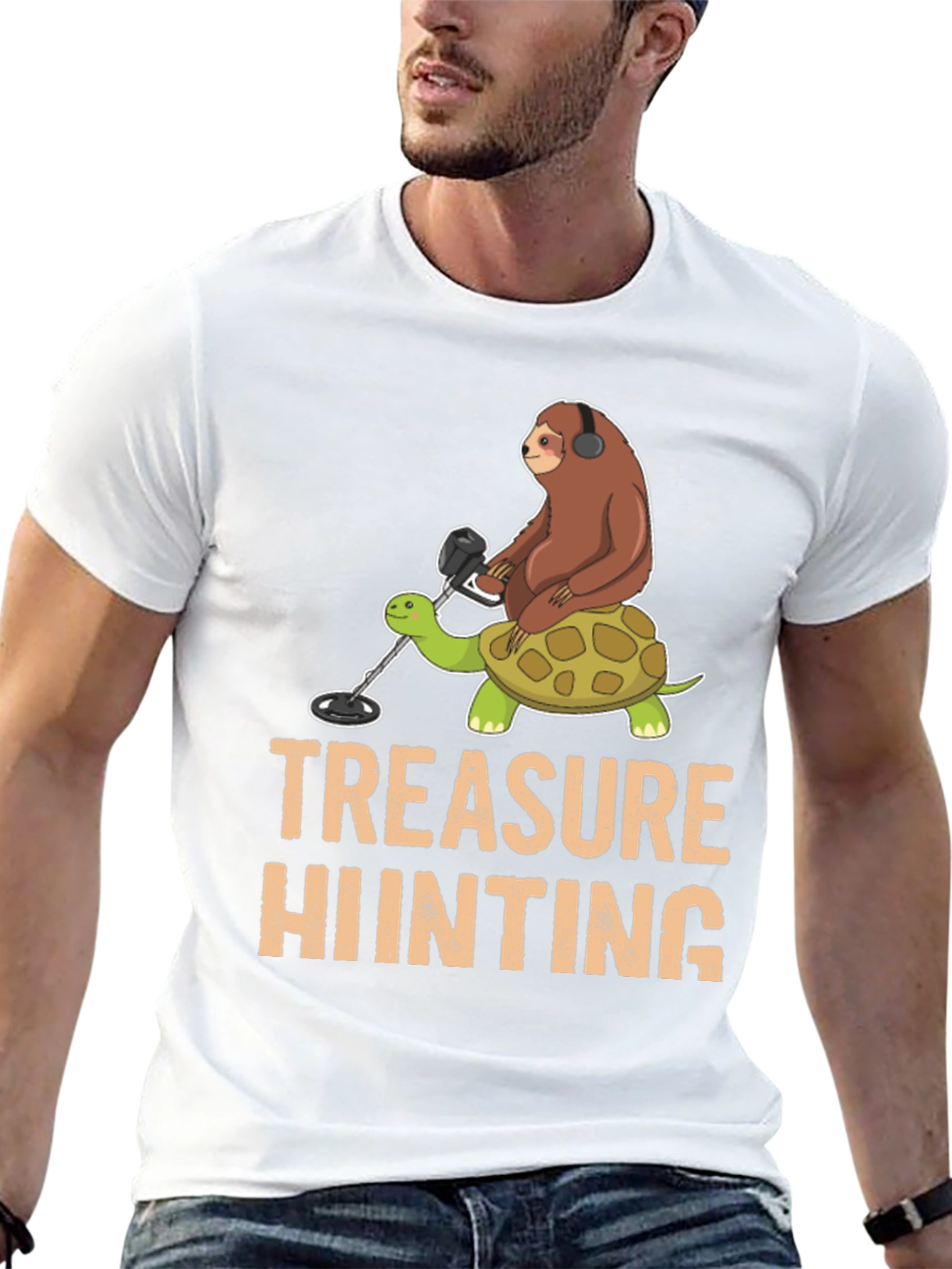 Black Treasure Hunting Sloth Riding Turtle T-Shirt view 13