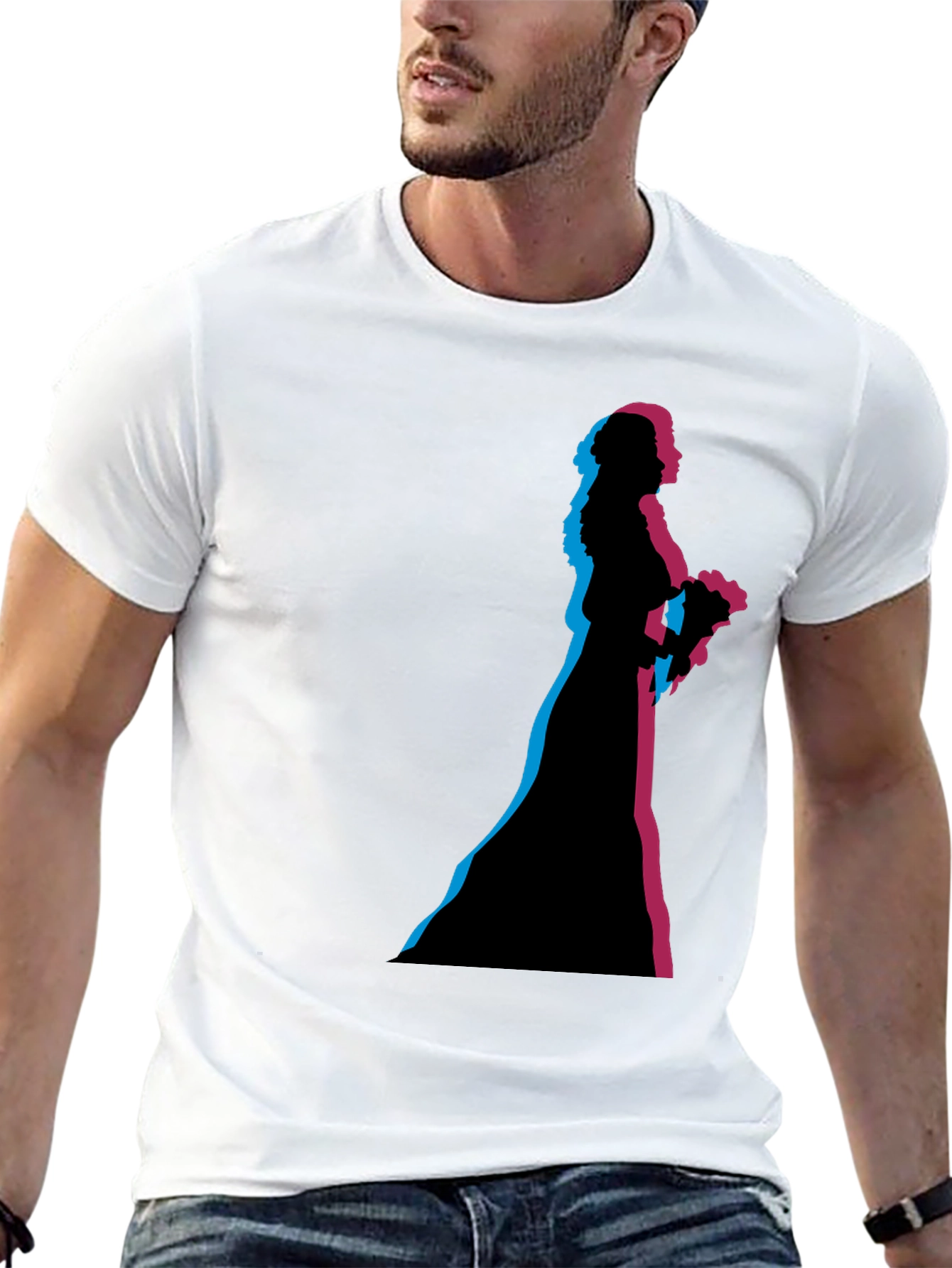 Black Bride Silhouette Graphic Black T-Shirt view 13