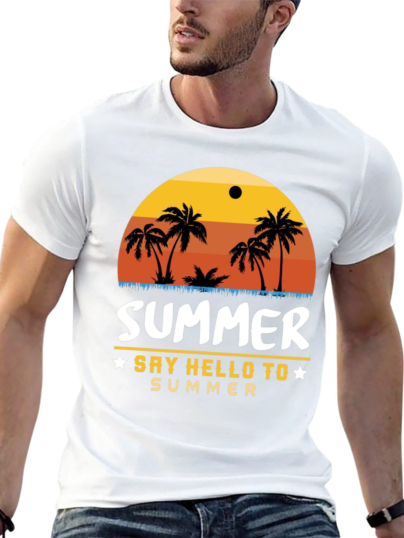 Black Summer Palm Tree Graphic T-Shirt view 13