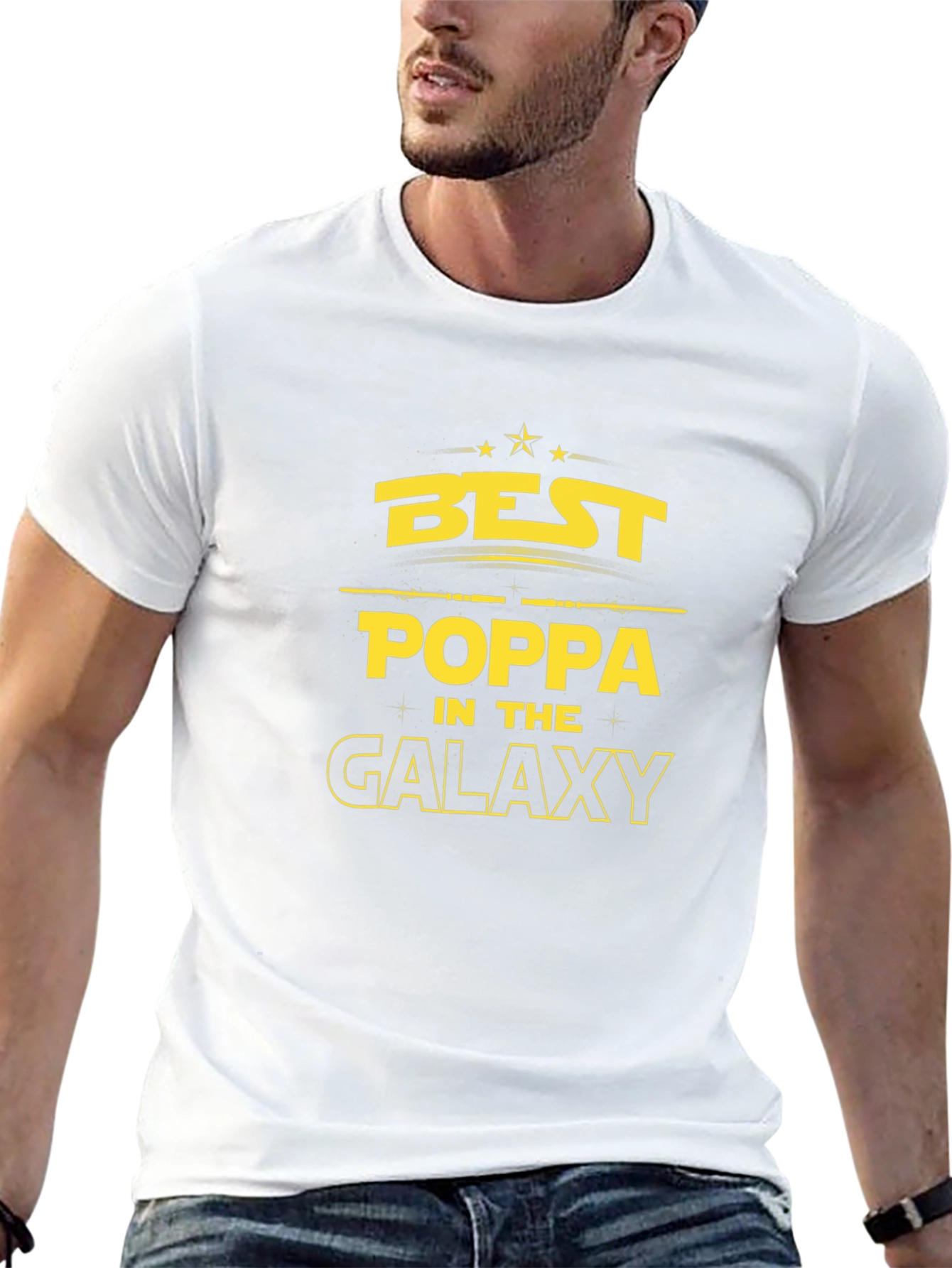 Black Best Poppa in the Galaxy Black T-Shirt view 13