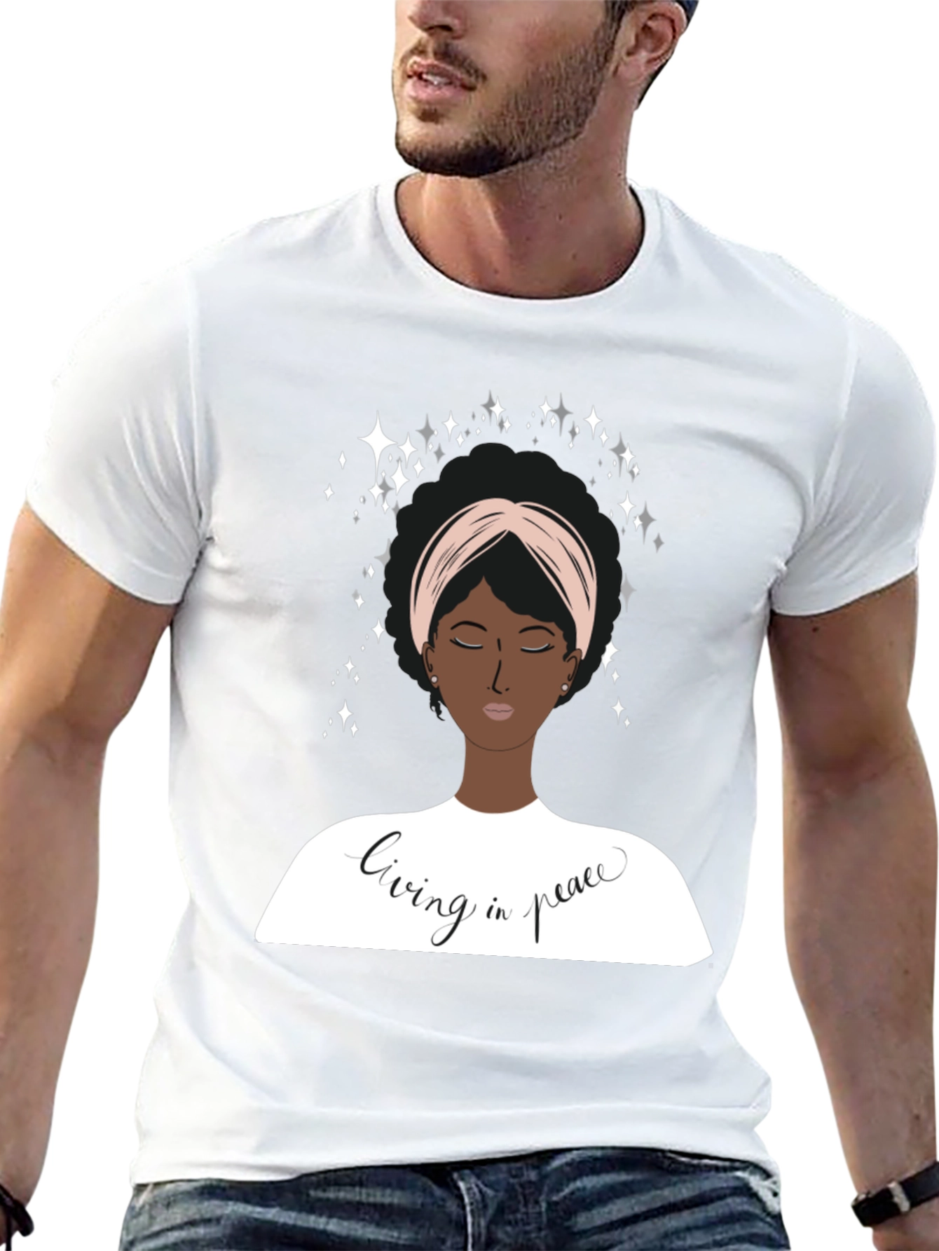 Black Living In Peace Graphic T-Shirt view 13