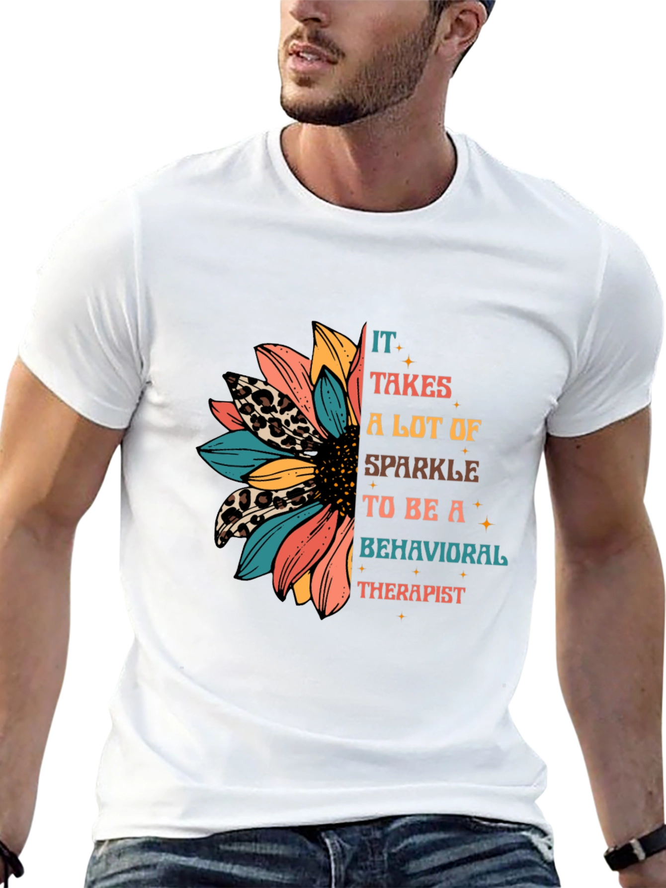 Black Sparkle Behavioral Therapist T-Shirt view 13