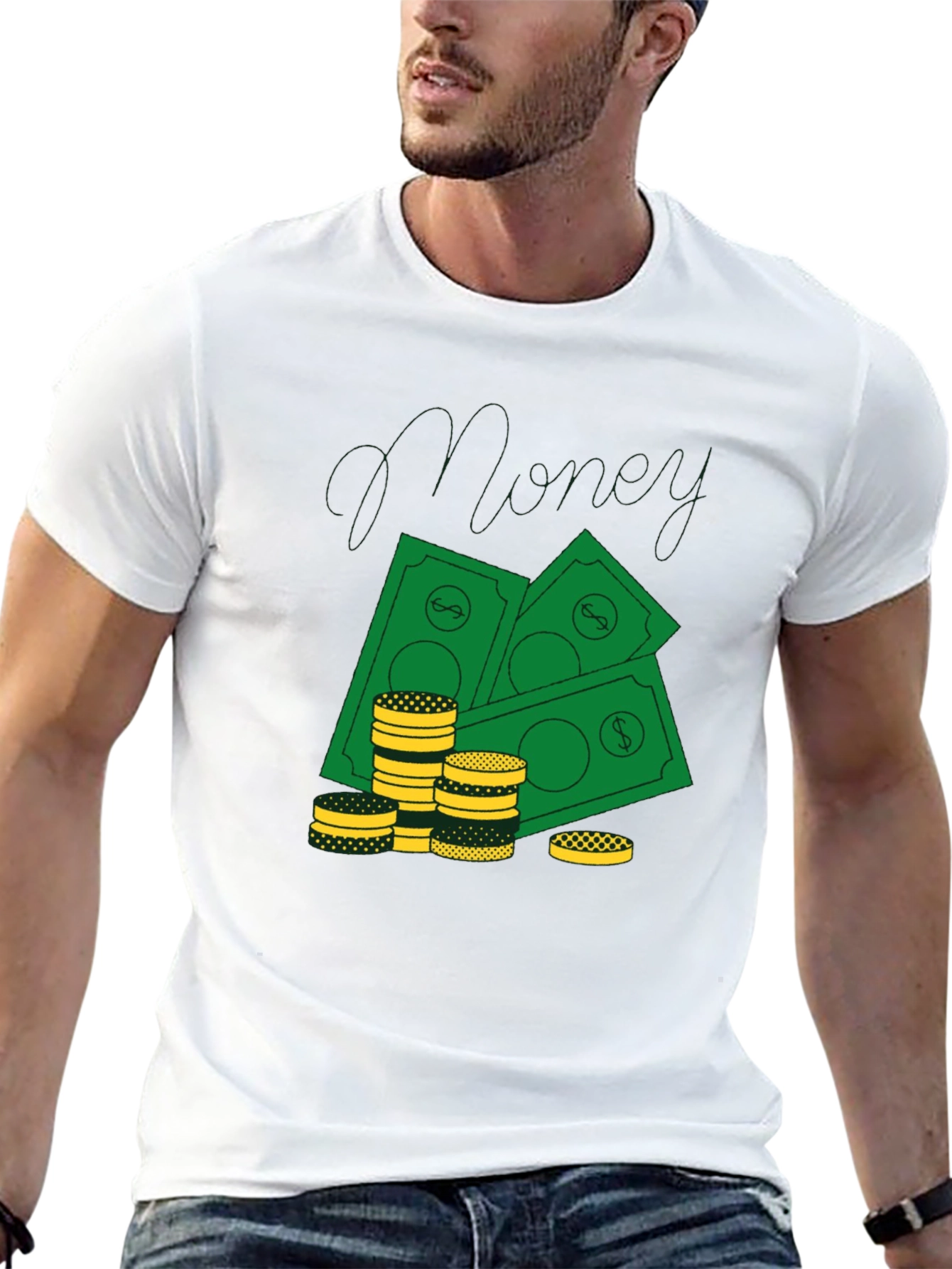 Black Money Graphic Print Black T-Shirt view 13