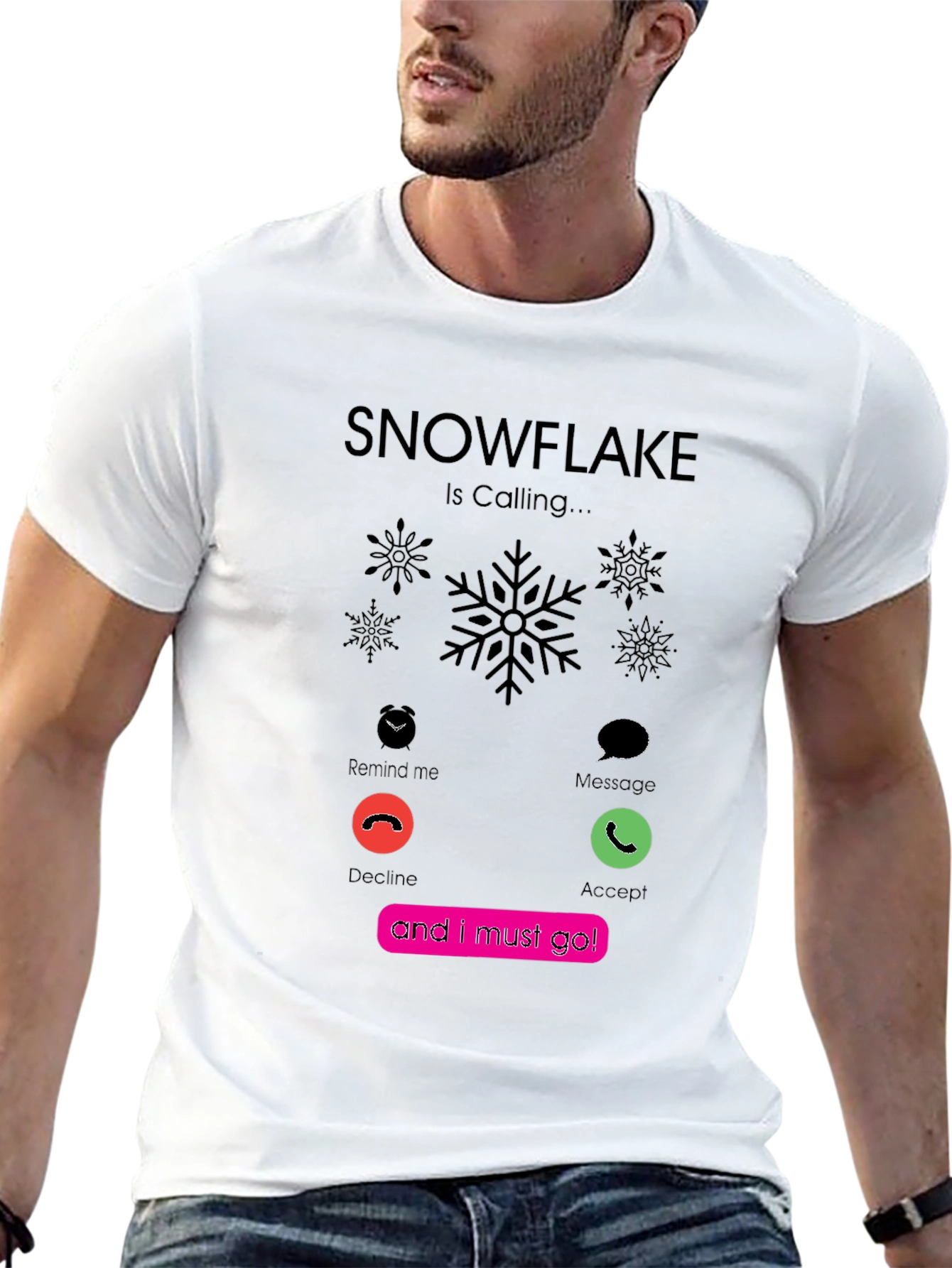 Black Snowflake Is Calling T-Shirt - Trendy Graphic Tee view 13