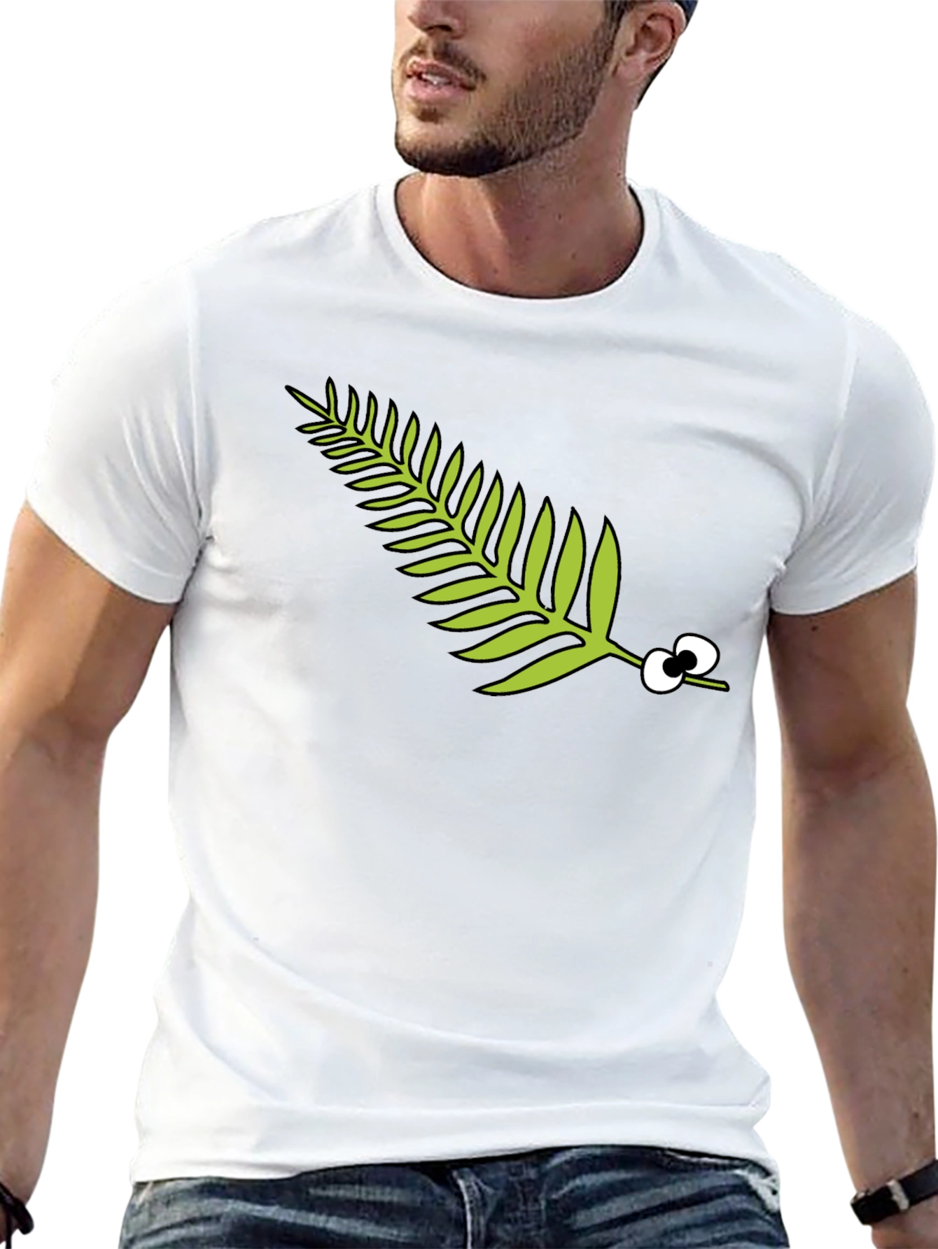Black Funny Fern with Eyes Black T-Shirt view 13