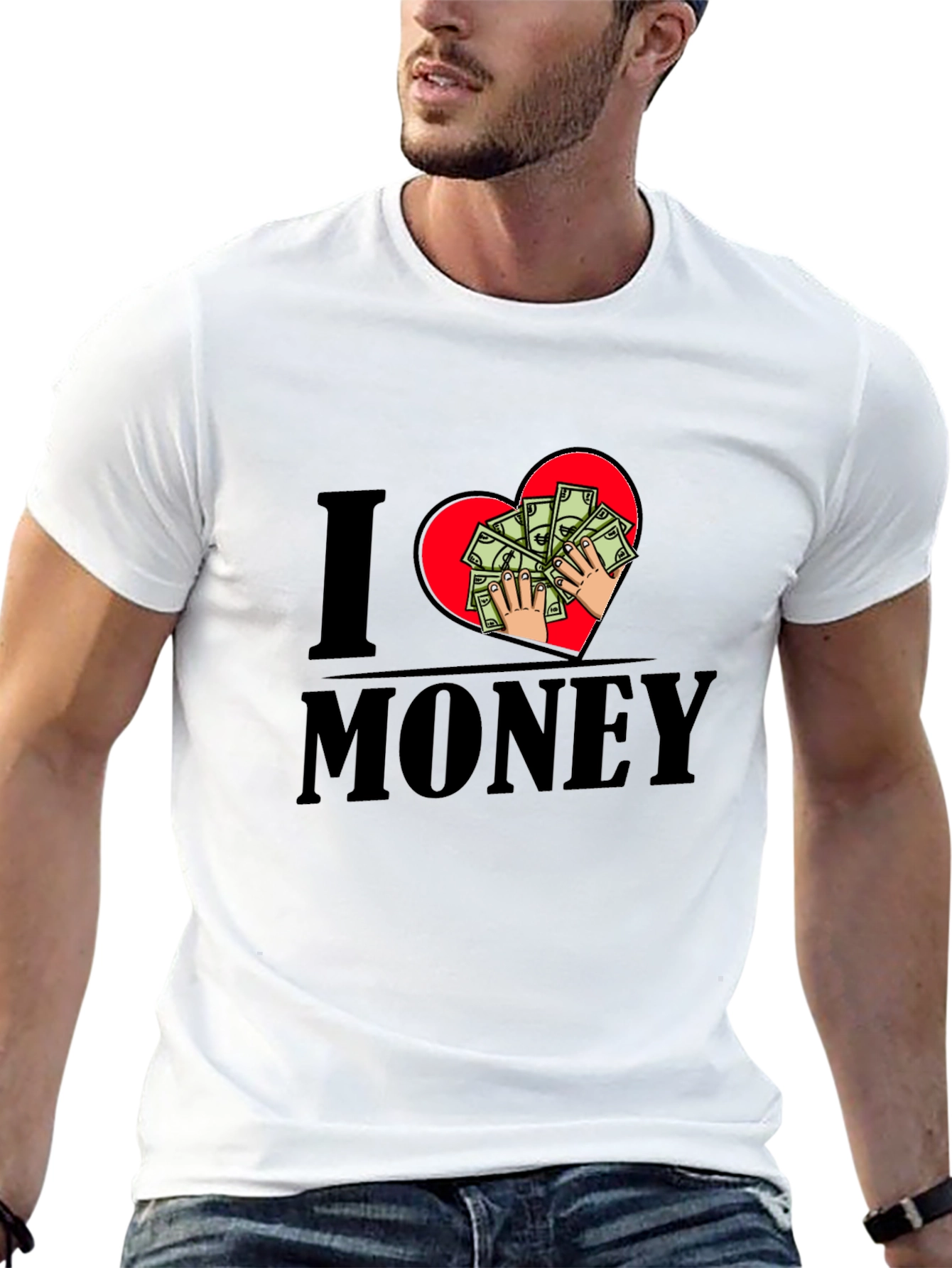 Black I Love Money Graphic T-Shirt - Black Cotton Tee view 13
