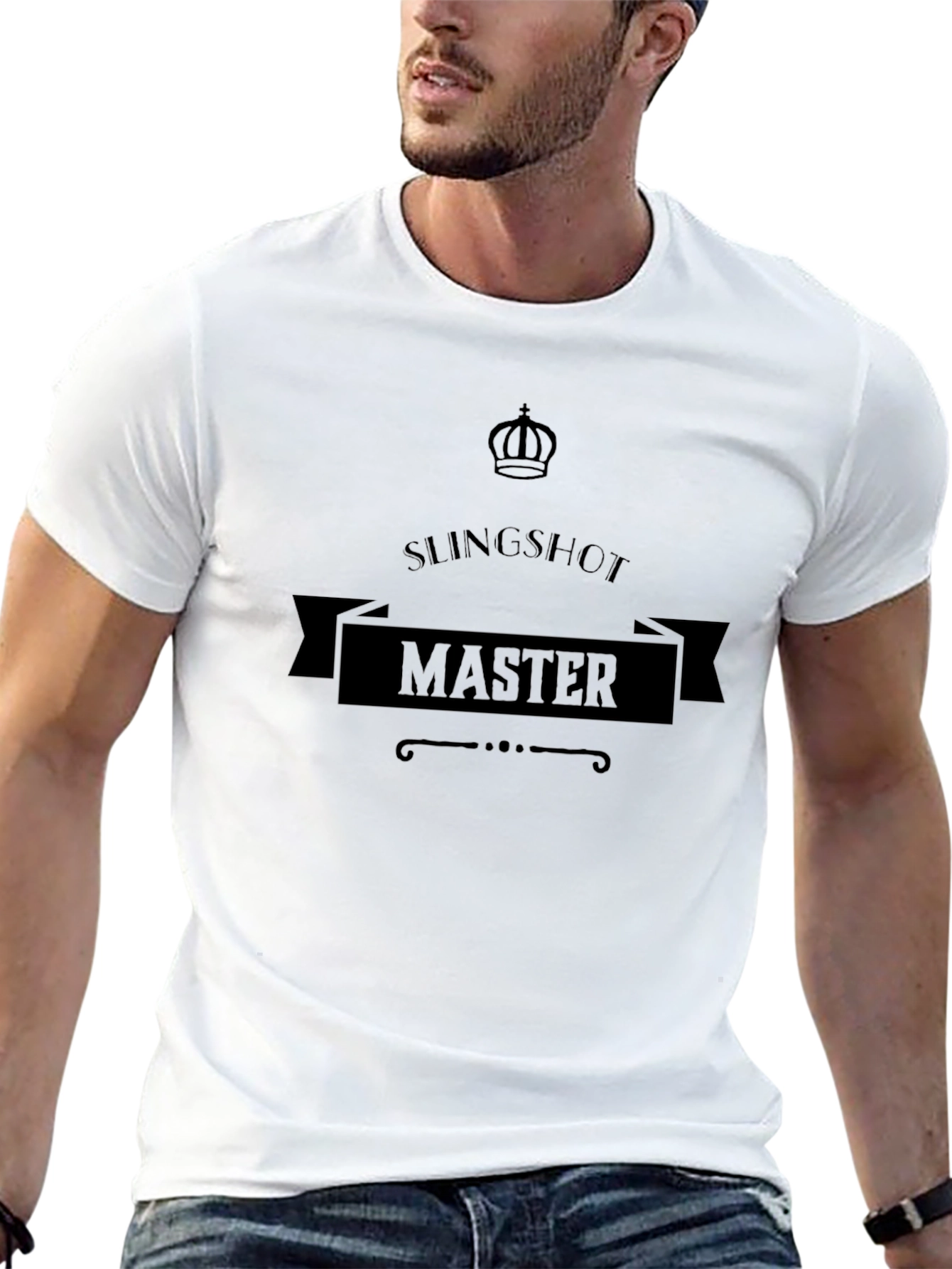 Black Slingshot Master T-Shirt - Black Cotton Tee view 13