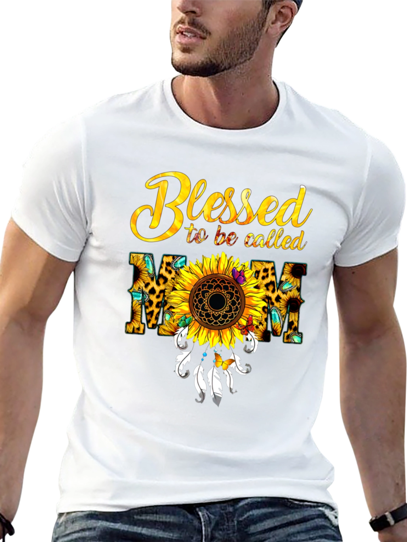 Black Blessed Mom Sunflower T-Shirt view 13