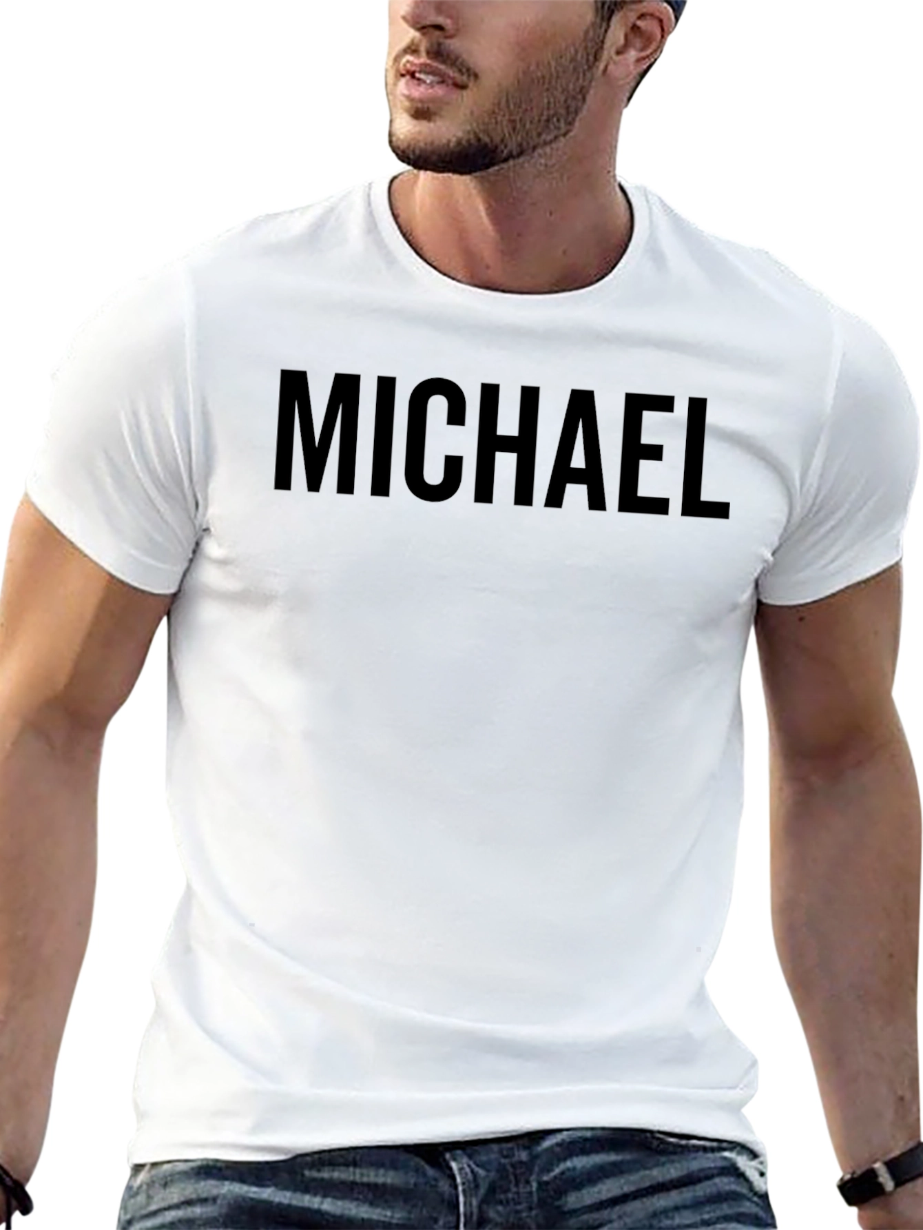 Black Michael Name T-Shirt - Classic Crew Neck Tee view 13