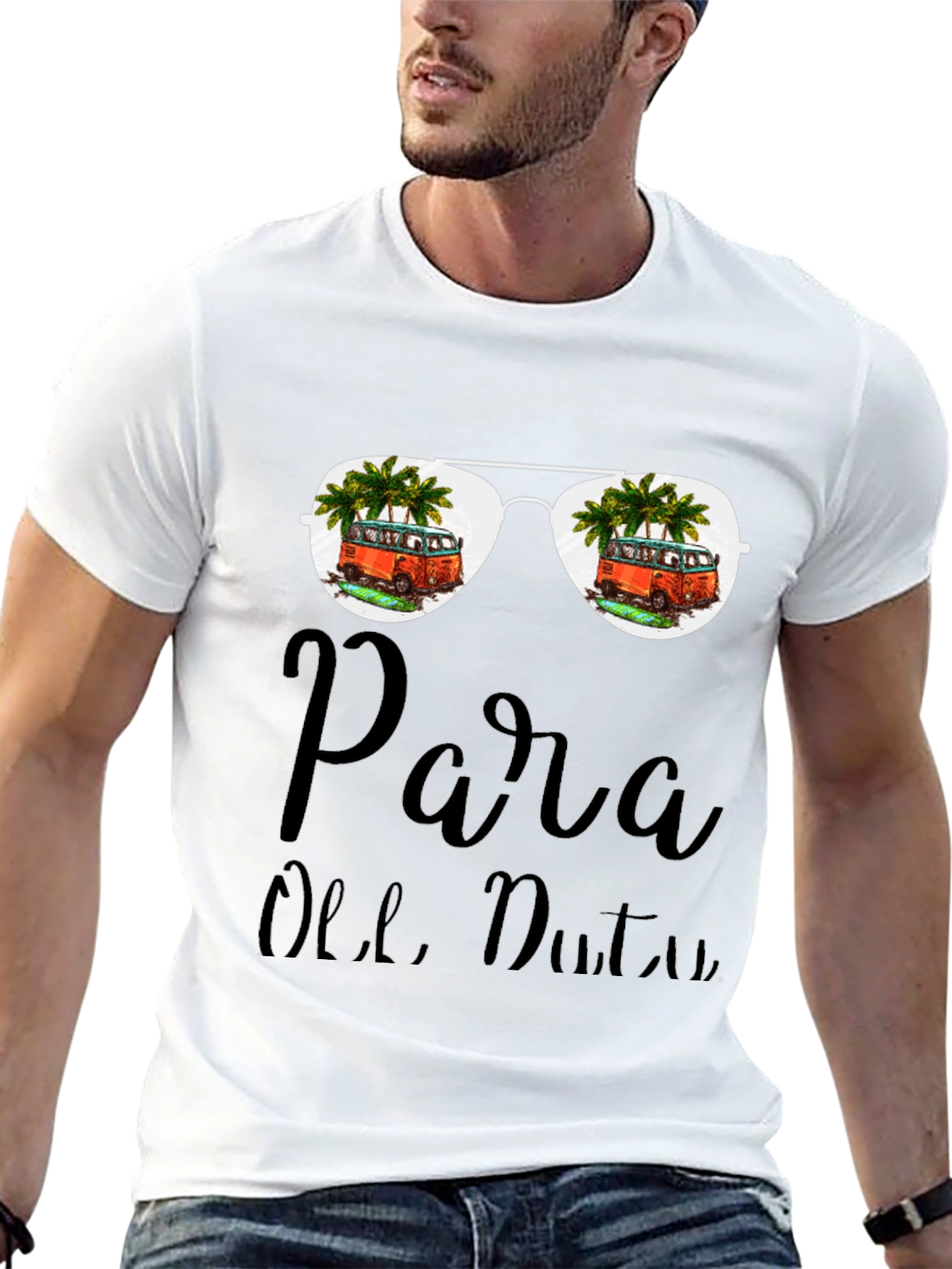 Black Para Olle, Duty T-Shirt: Beach Van Sunglasses Design view 13