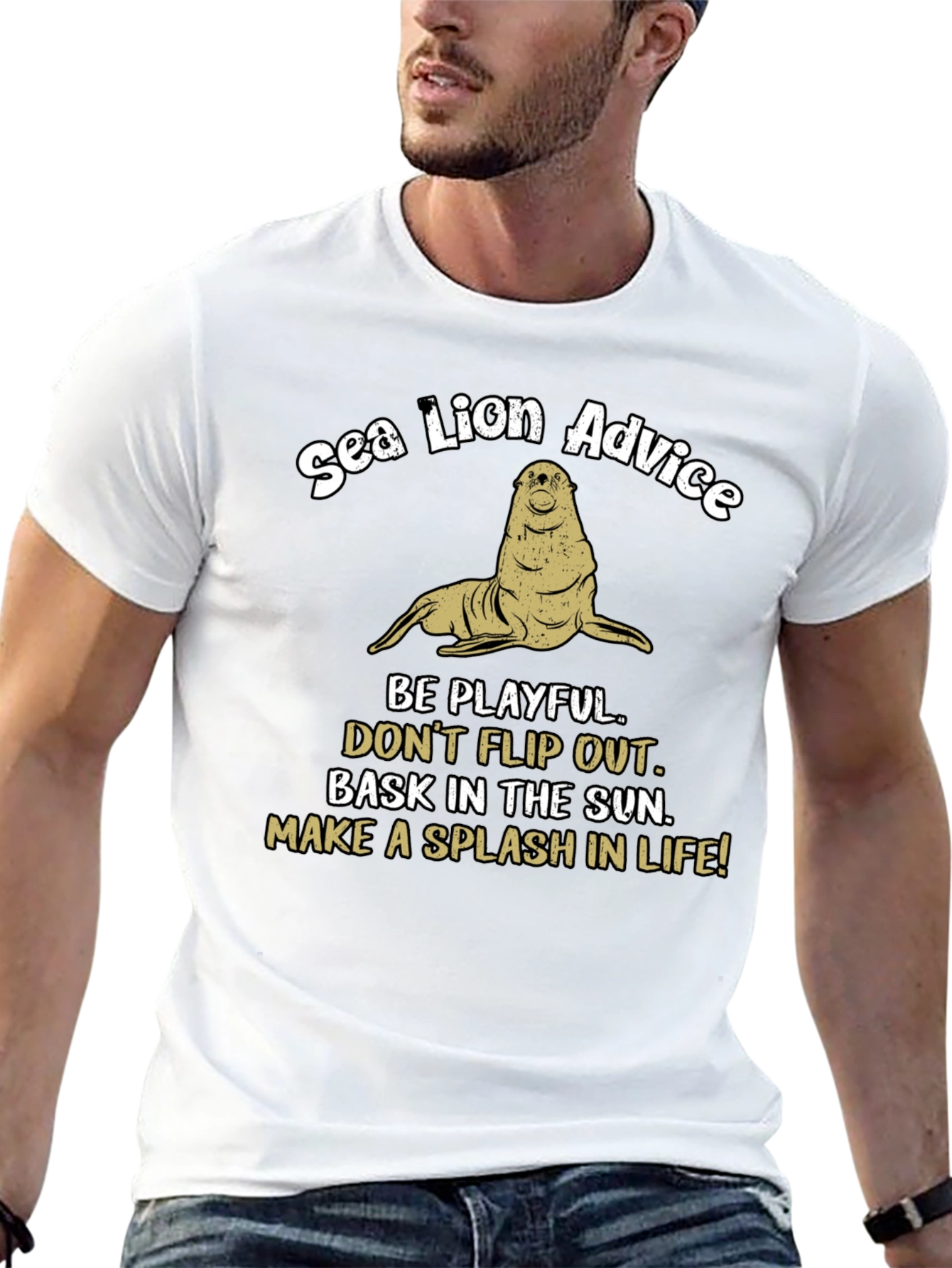 Black Sea Lion Advice Graphic T-Shirt view 13