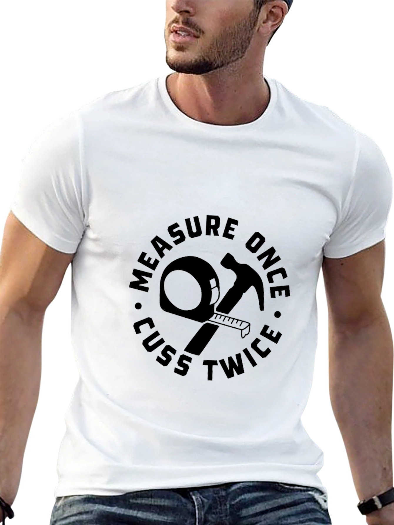 Black Measure Once Cuss Twice Black Graphic Tee view 13