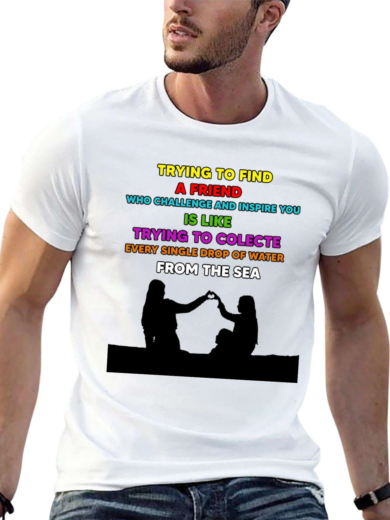 Black Trying to Find a Friend T-Shirt view 13