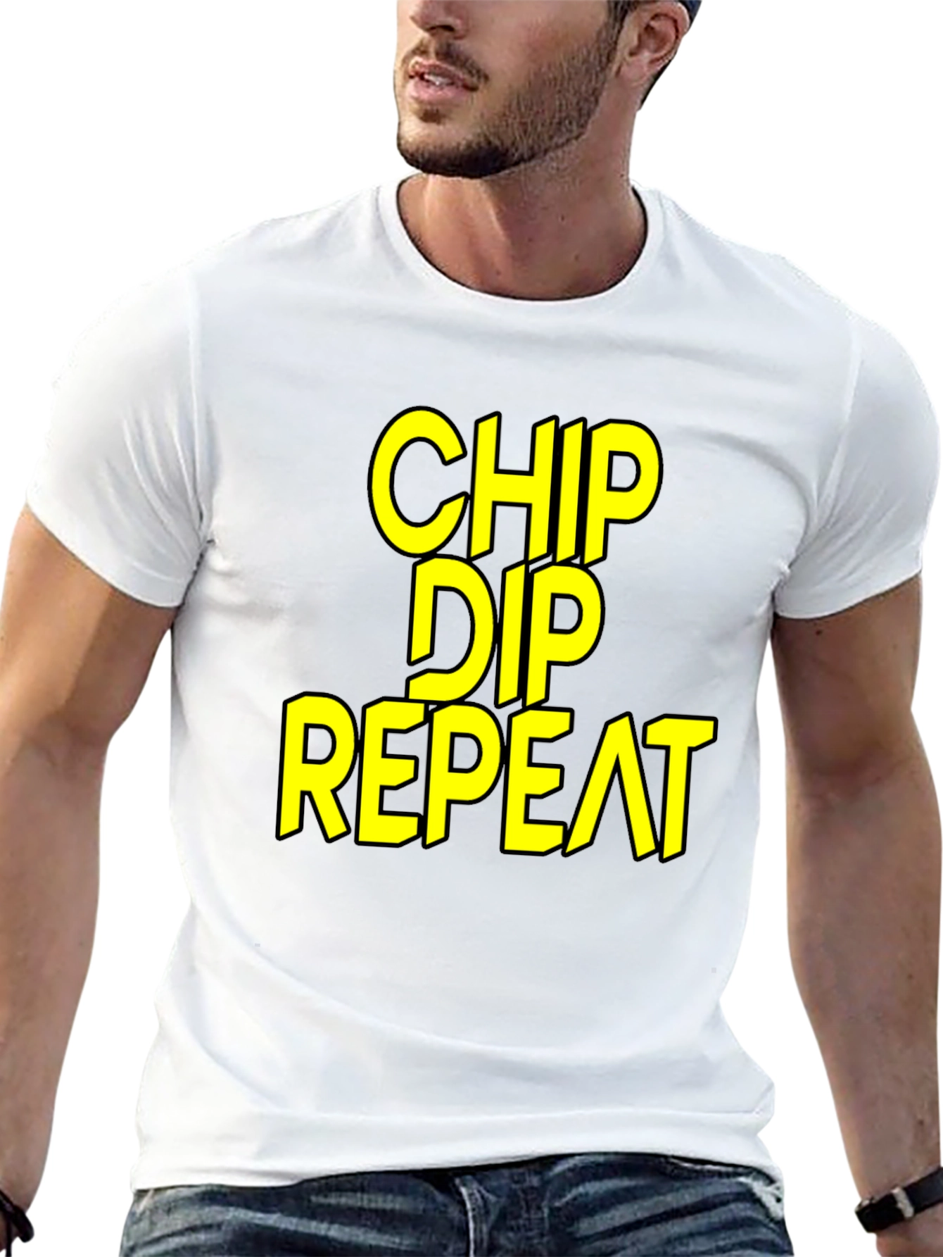 Black Chip Dip Repeat - Funny Foodie T-Shirt view 13