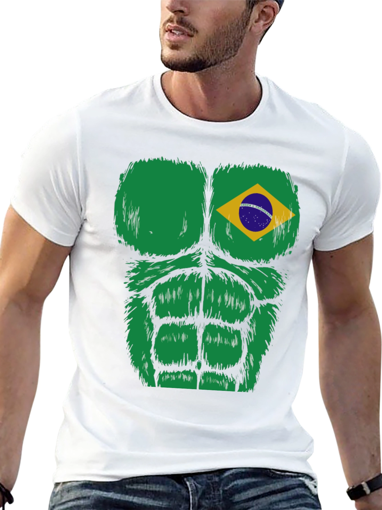 Black Brazil Flag Bodybuilder T-Shirt  view 13