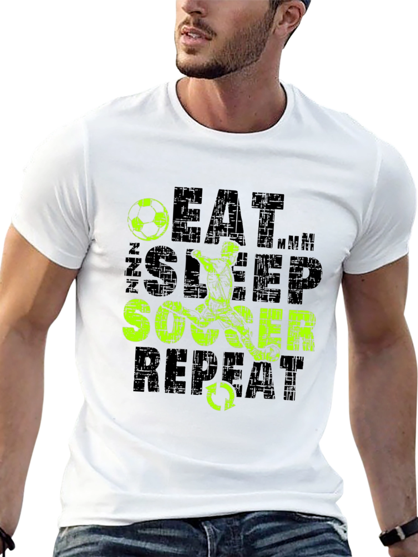 Black Eat Sleep Soccer Repeat T-Shirt view 13