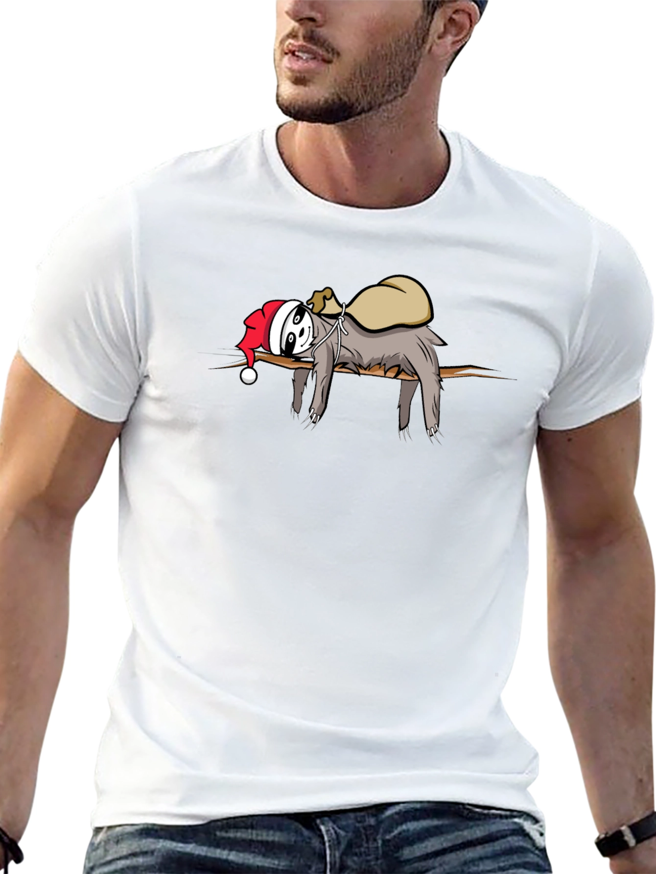 Lazy Sloth Santa Graphic Tee - Holiday Cheer! - 13